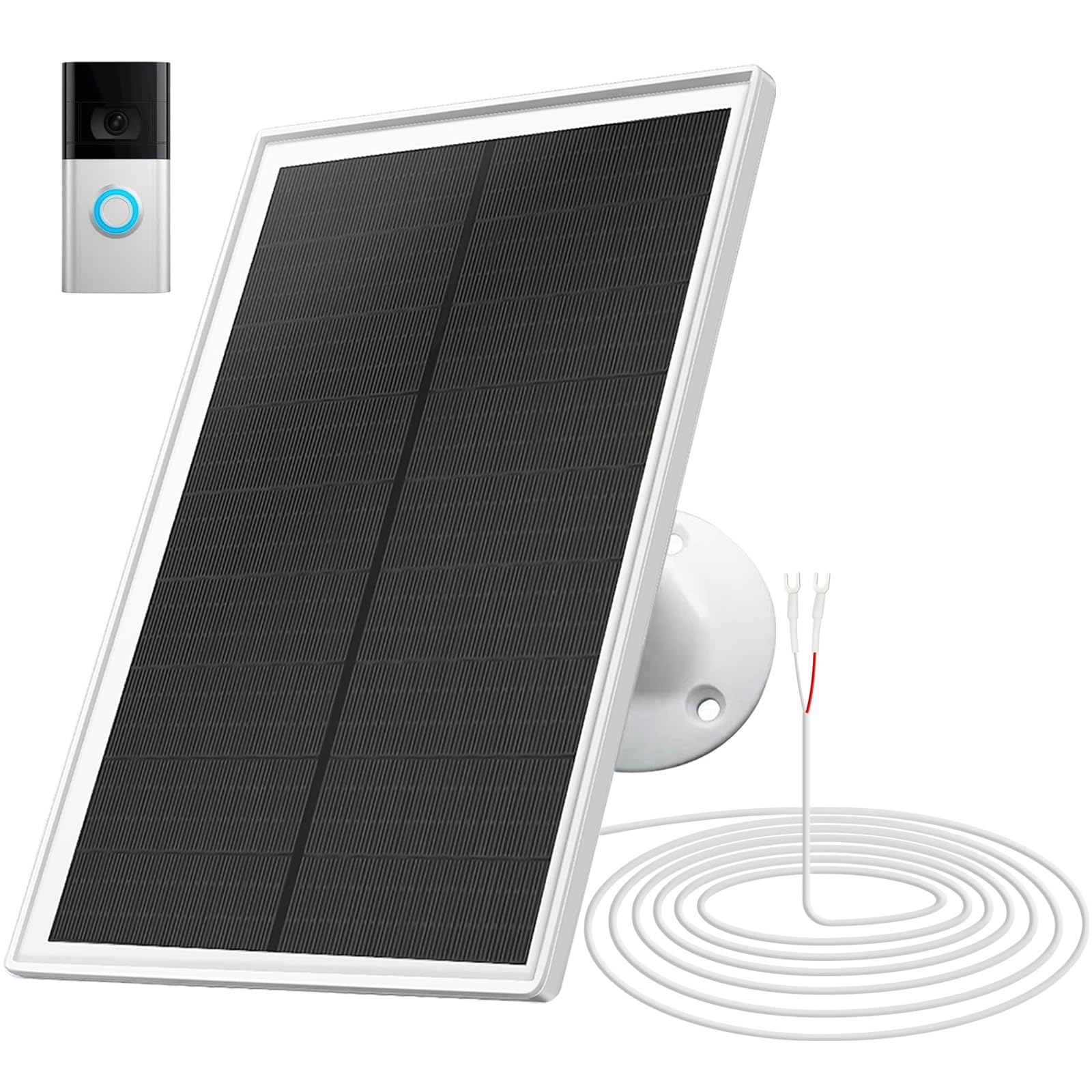 Solar Panel Charger for Ring doorbell Camera, Compatible with Ring Video Doorbell 3/3+/4, Battery Video Doorbell Plus, Not for Ring Video Doorbell 2, Waterproof, 6W Fast Charging (1Pack)