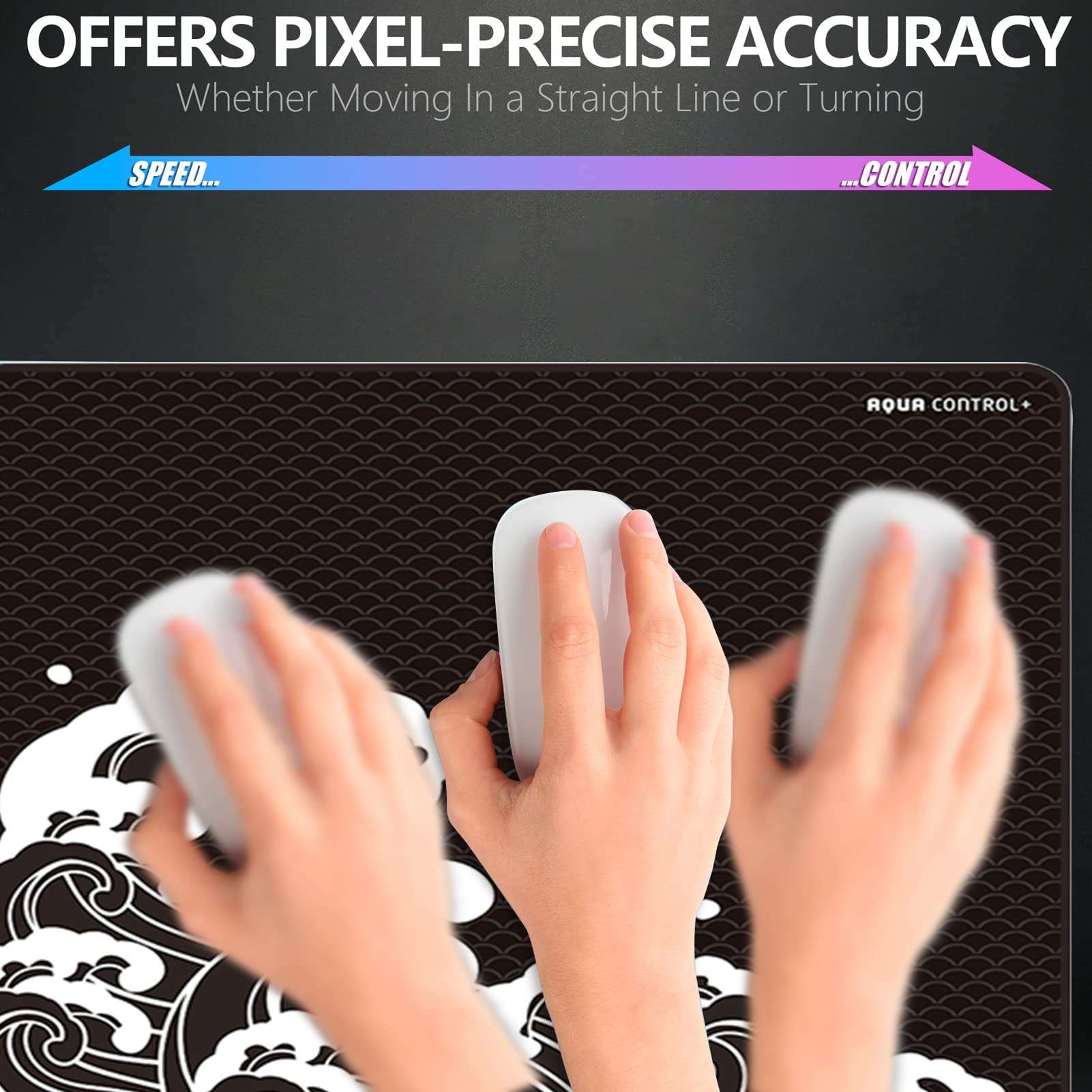 X-Raypad Aqua Control Plus Wave Gaming Mouse Pad, Ultra-High Precision Mouse Pad with Perfect Speed and Control Capability, Consistent X and Y Glide, Designed for Fps Players with Low DPI Requirements 3