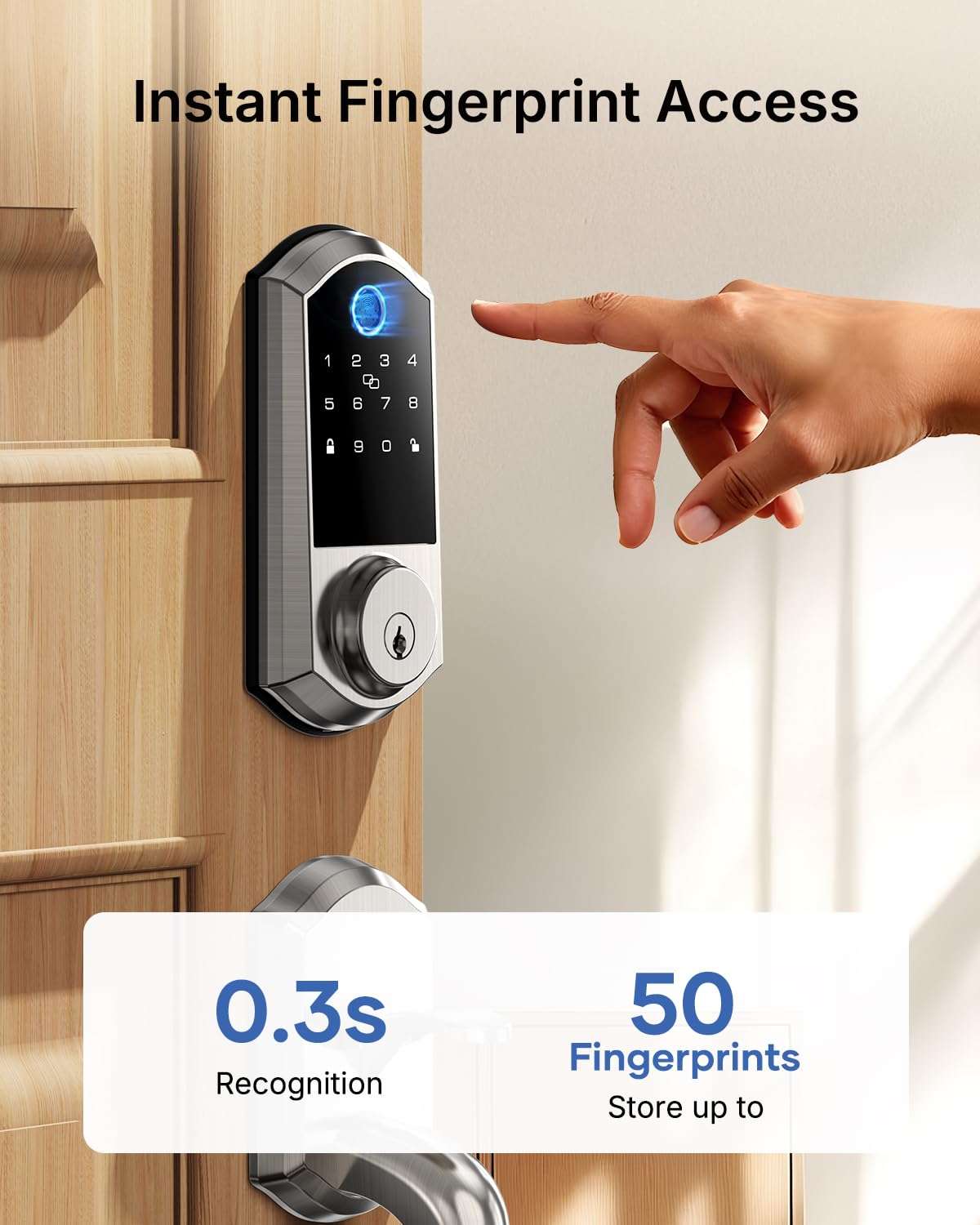 Smart Front Door Lock Set - Firstriver Keyless Entry Door Lock with Handle, Fingerprint Deadbolt with Keypad & Bluetooth App Control, Electronic Auto Lock, Works with Alexa & Google Assistant, Silver 3