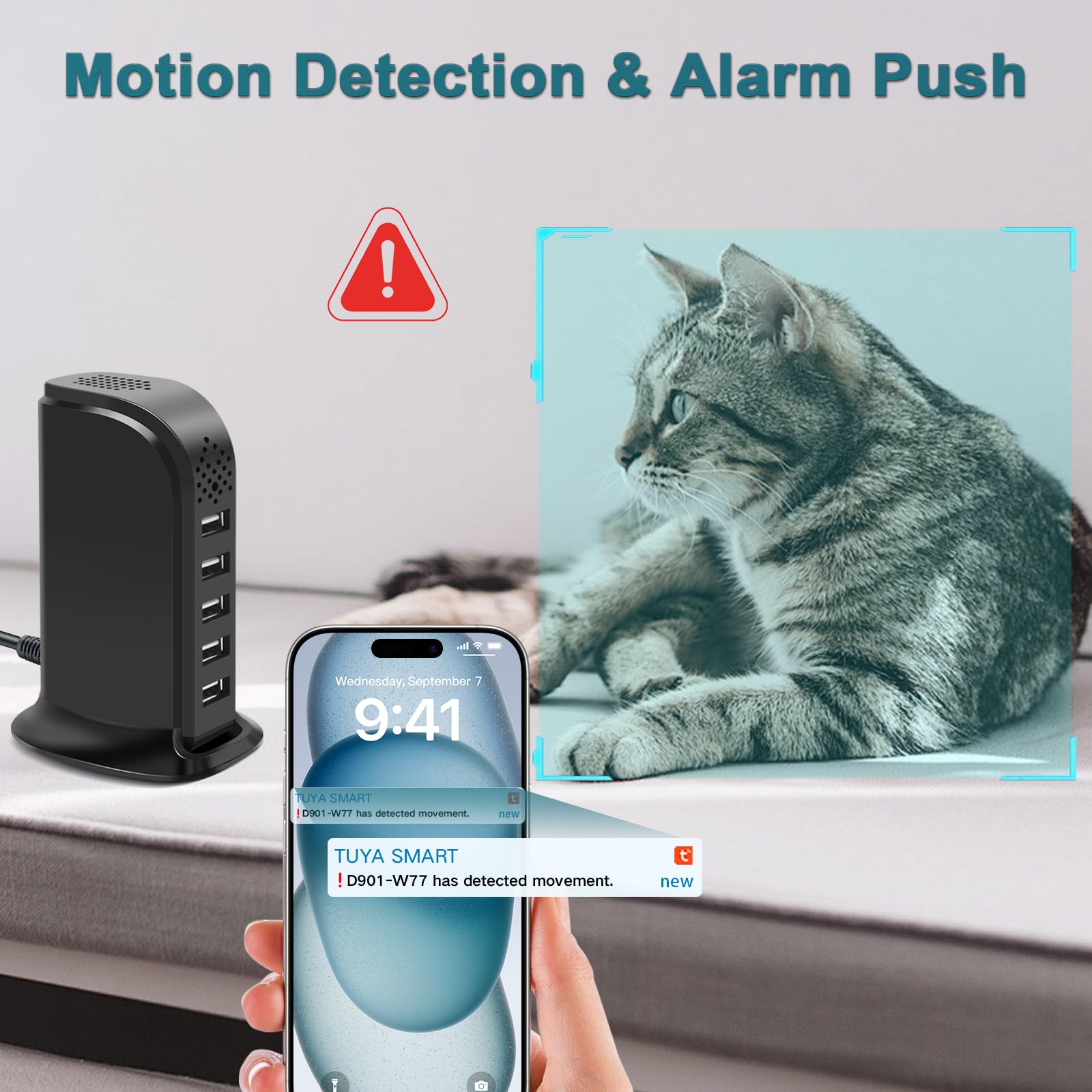 DJDAI 1080P WiFi Nanny Cam Wireless USB Charger Camera with Motion Detection Small Security Cameras with Mobile Phone Viewing for Indoor, Home, Baby, Pets 5