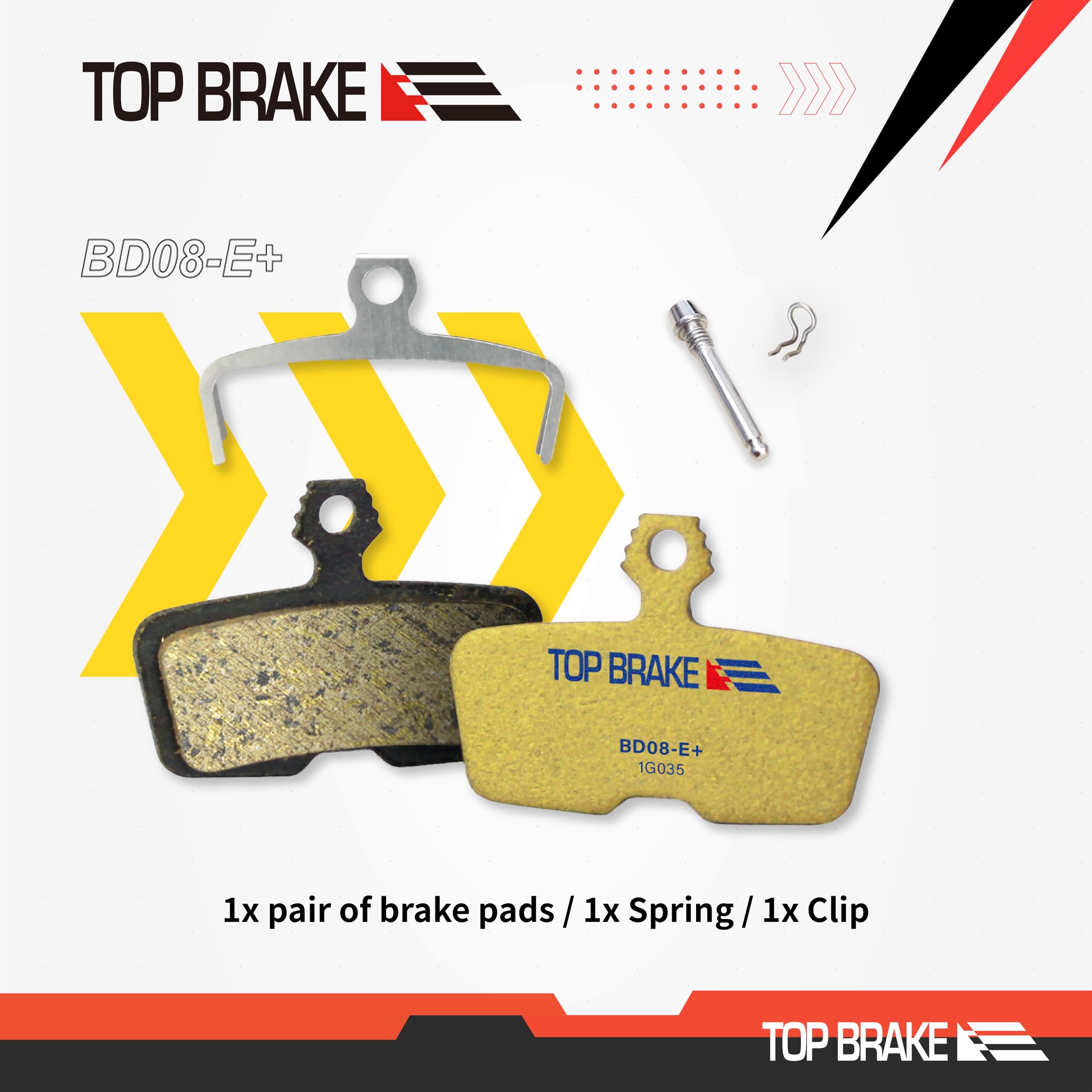 TOP BRAKE Disc Electric Bike Brake Pads for AVID SRAM Code R/RE/RSC Guide RE | E-Bikes, E-MTB, Bike Parking | E-Bike Compound,Long Lasting,Premium E+ Version,Gold (PIN Included) 4