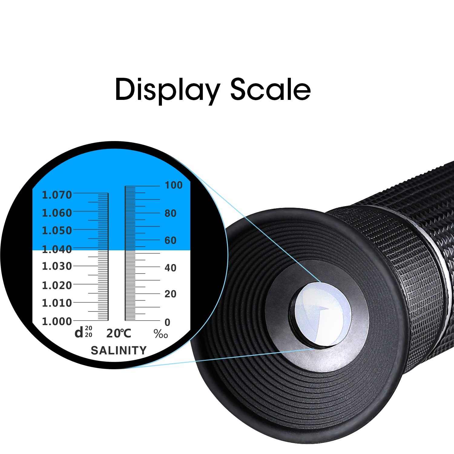 RZ Aquariums Salinity Refractometer for Seawater Marine Fish-Keeping, Dual Scales Specific Gravity Salinity Meter Hydrometer 0-100ppt & 1.000-1.070, Saltwater Tester with ATC Function 6