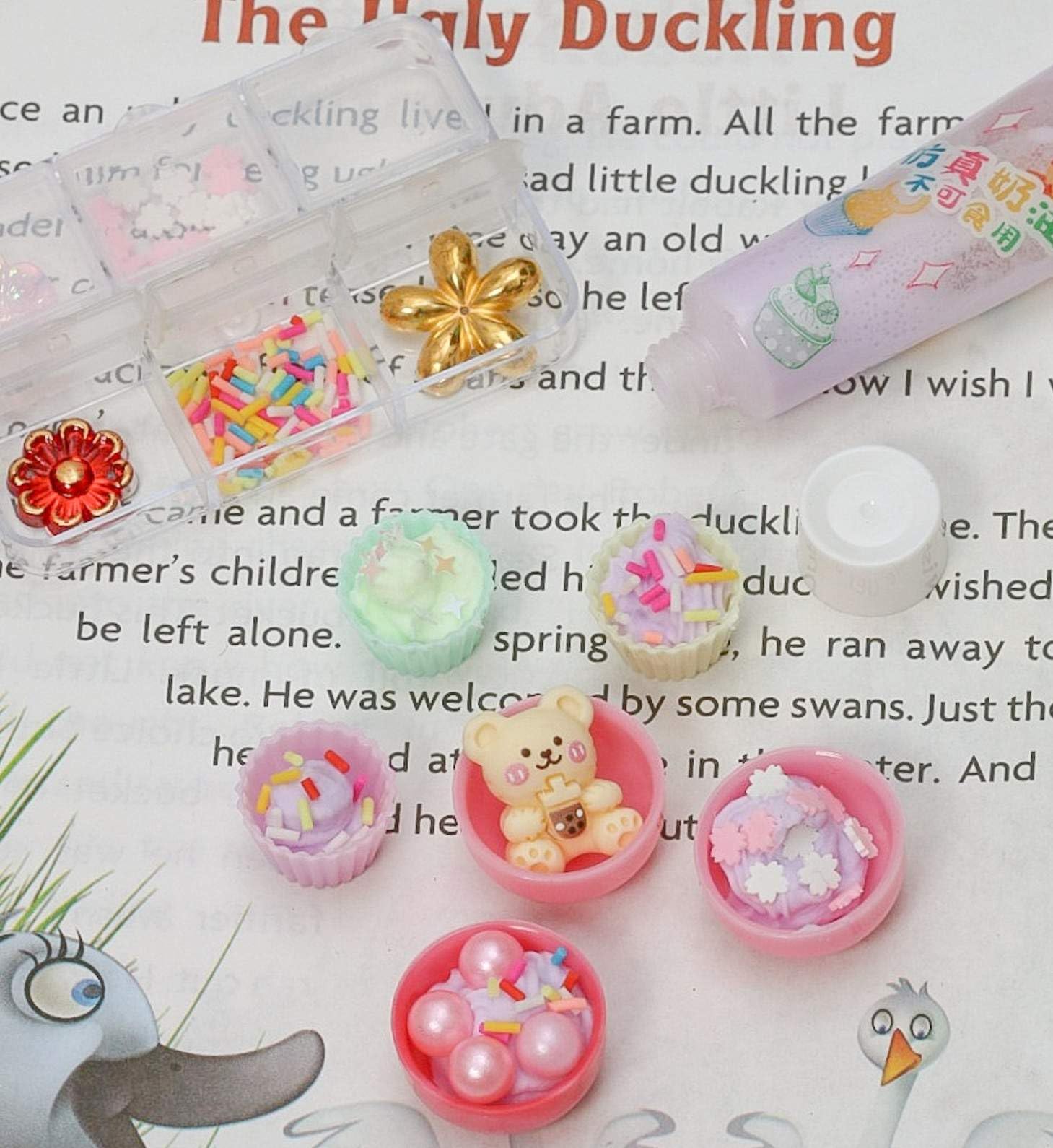 Yellow Bee Cup Cakes Themed DIY Resin Craft Kits with Beads and Sequins, 2 Sets, Blue & Pink 6