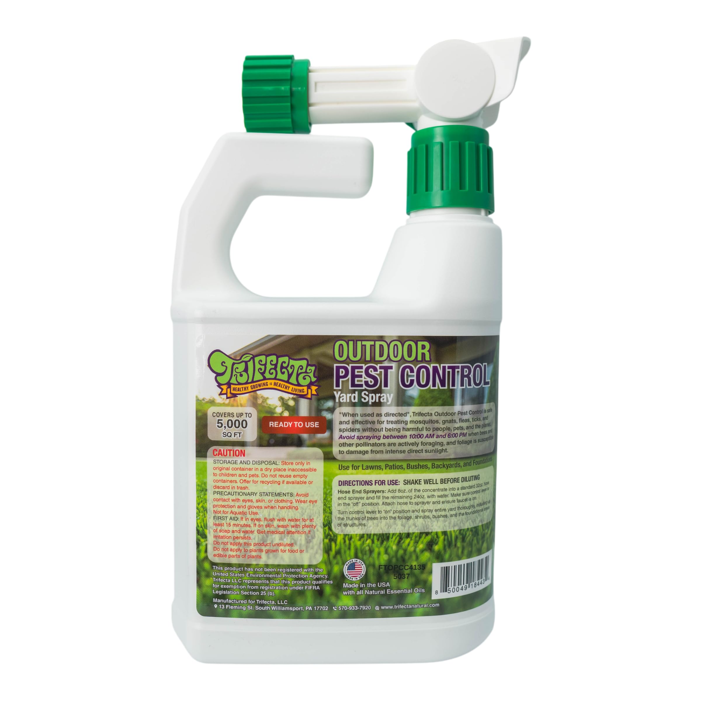Trifecta Outdoor Pest Control | Natural Mosquito Repellent, tick, gnat, & Mosquito Backyard Control | Pet & Kid Safe | Hose-End pest Control Spray for Lawns, Trees, Bushes, Patios & More (32oz RTU) 3