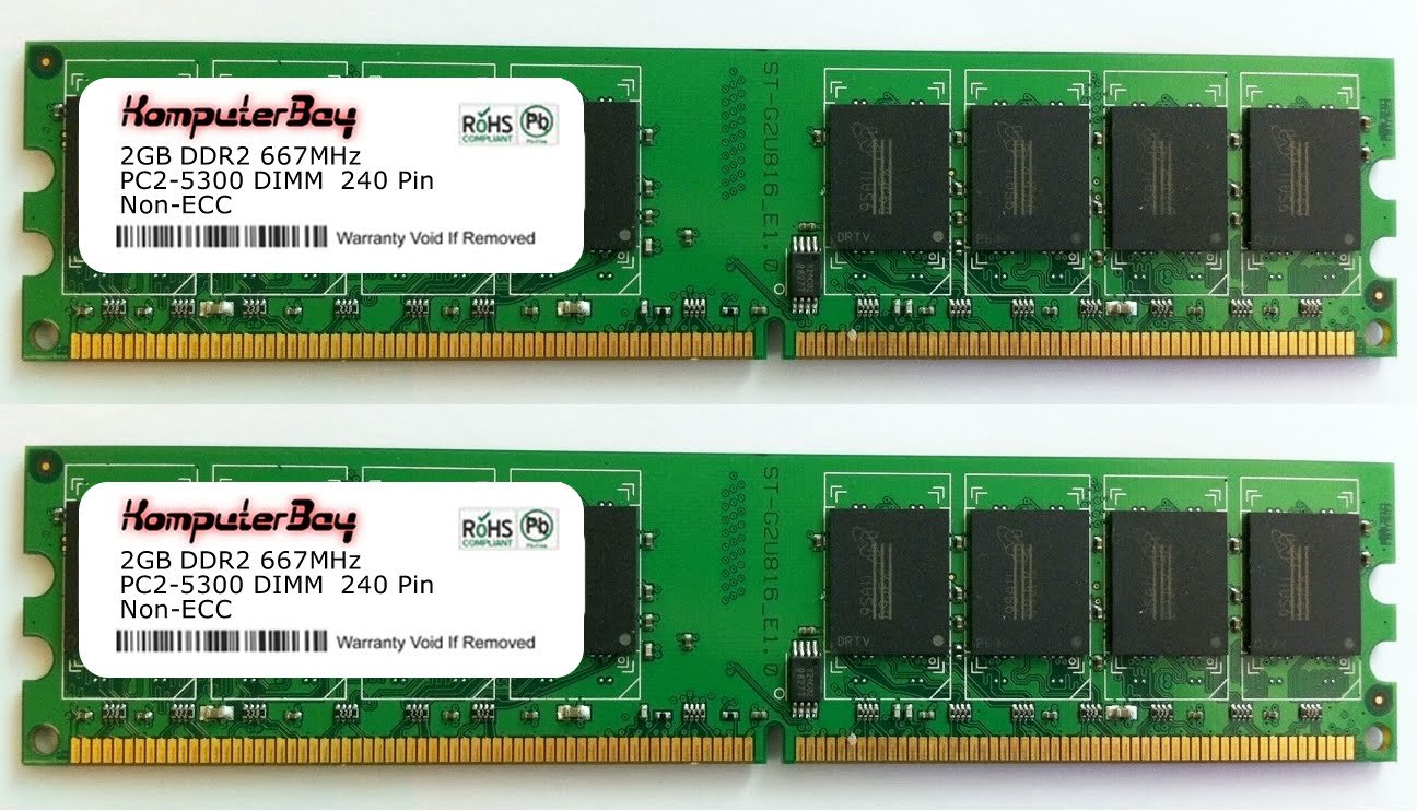 KOMPUTERBAY 4GB (2 x 2GB) DDR2 DIMM (240 PIN) AM2 667Mhz PC2 5400 / PC2 5300 for Foxconn A7GM-S 2.0 4 GB 1