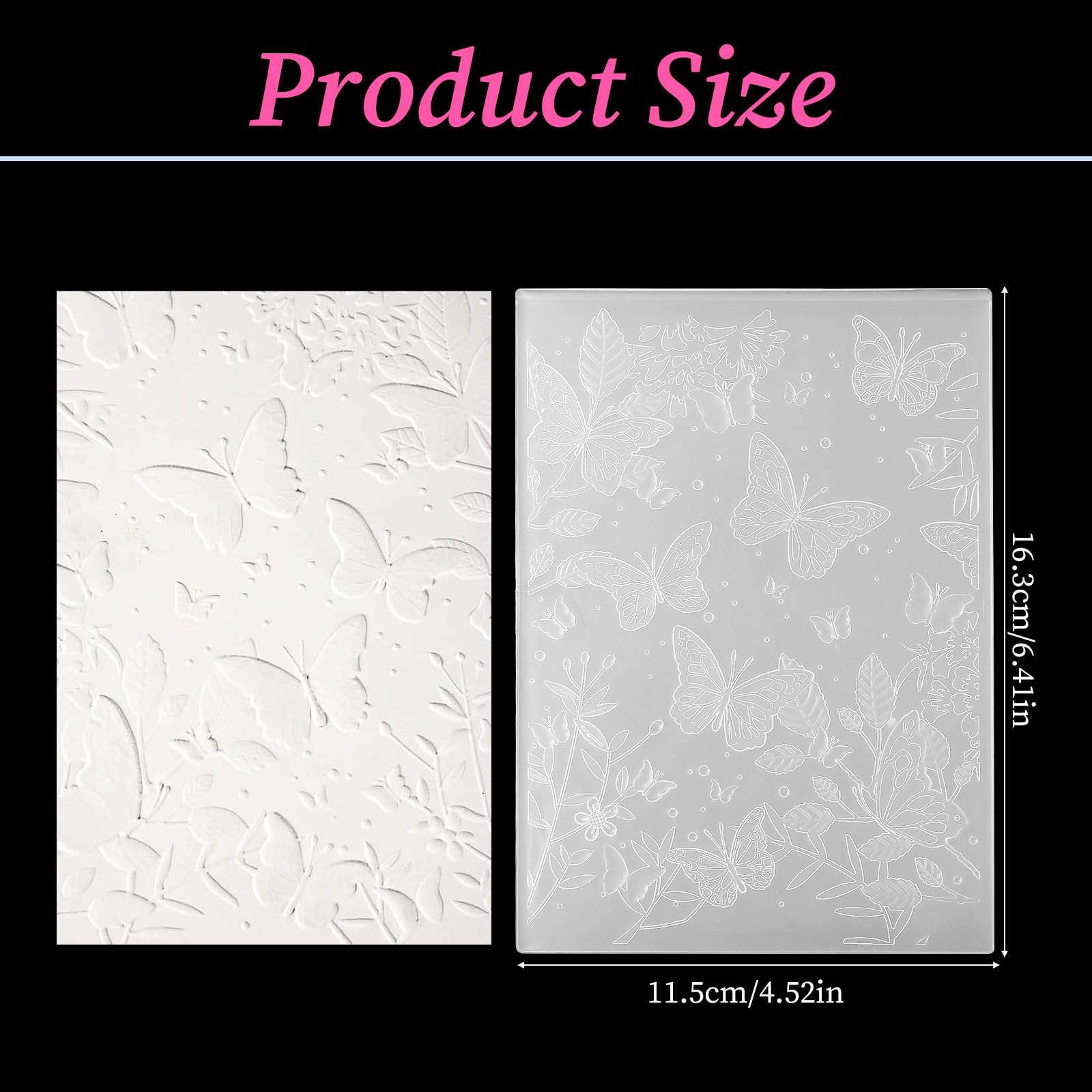 Butterflies 3D Embossing Folder 4 x 6-inch Leaves Background Plastic Embossing Folders Textured Flowers Leaves Embossed Template for Card Making Scrapbooking Paper Crafts 3