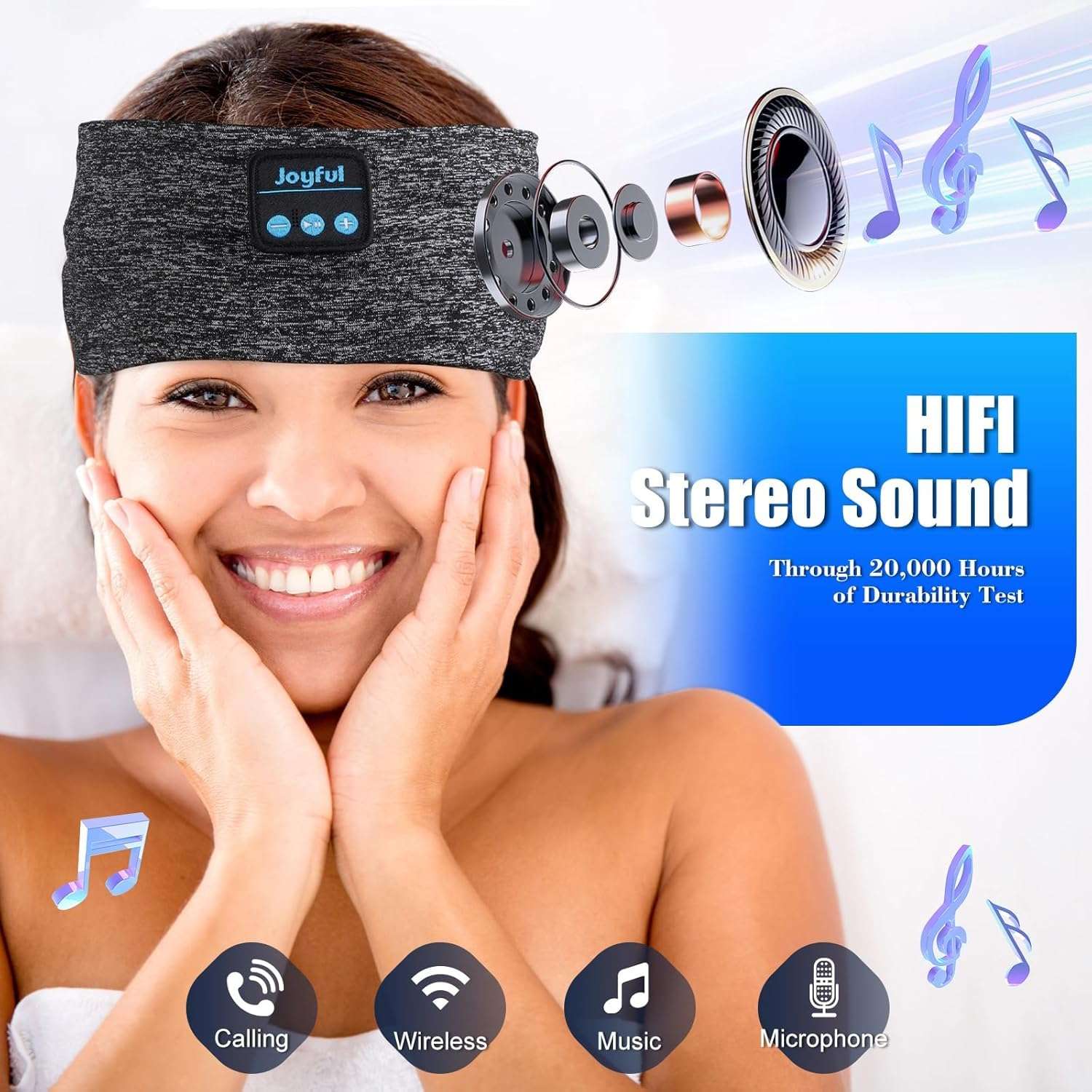 Sleep Headphones Bluetooth 5.3 Headband, Sports Wireless Earphones Sweat Resistant Earbuds with Ultra-Thin HD Stereo Speakers, Sleep Mask for Running,Workout, Yoga,Insomnia,Travel Cool Gadgets Gifts 5