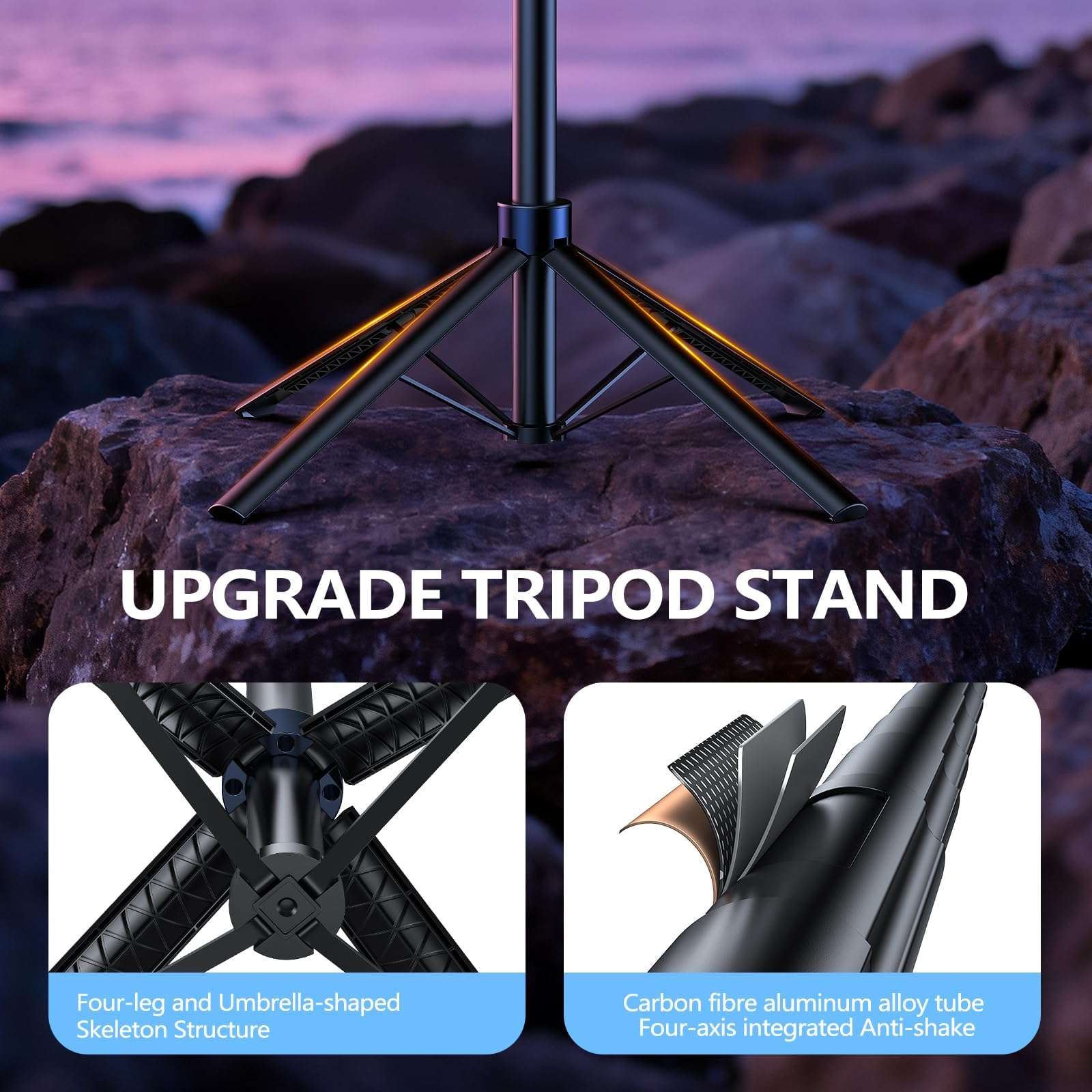 Smart Face Tracking Tripod Selfie Stick with LED Light, 360° Rotating 70" Phone Camera Stand with Bluetooth Remote, Perfect for Video Recording, Live Broadcast, and Social Media Content 5