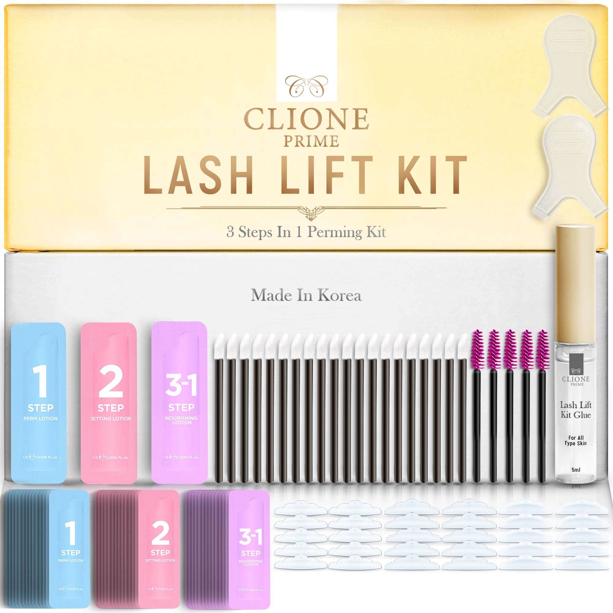 CLIONE PRIME Lash Lift Kit - Eyebrow Lamination kit 15 Applications Eyelash Perm Kit Home & Professional Use Eyelash Lift Kit Lash Perm Kit Made in Korea Eyebrow Lift Kit 1