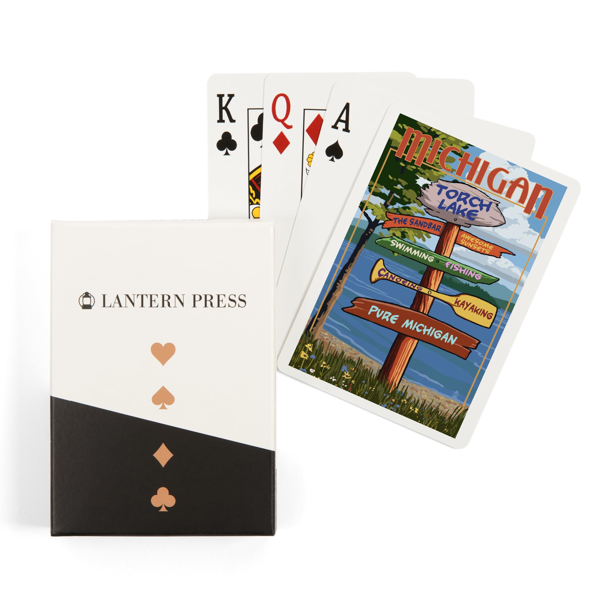 Lantern Press Torch Lake, Michigan, Pure Michigan, Sign Destinations (52 Playing Cards, Poker Size Card Deck with Jokers) 1