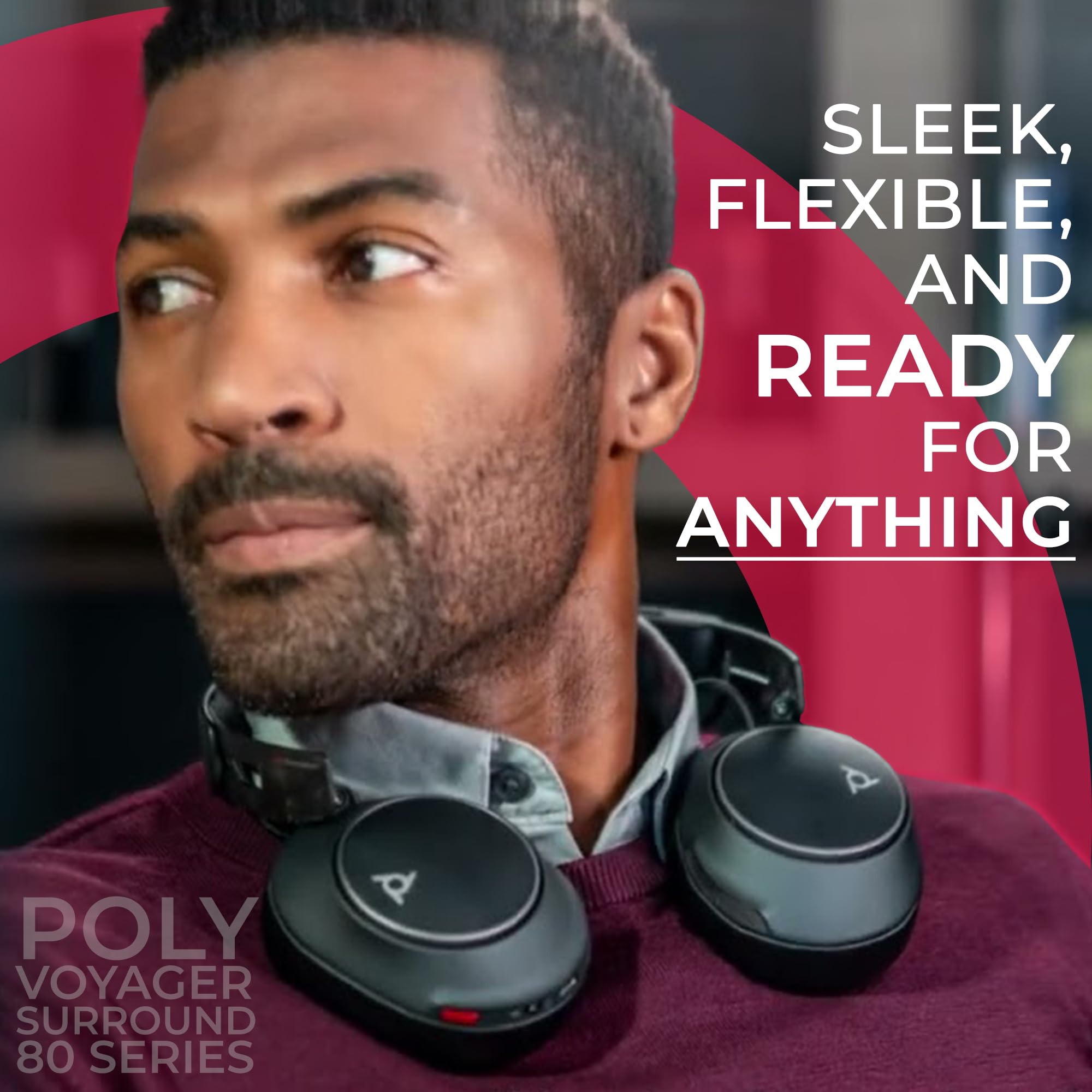 Poly Voyager Surround 85 UC USB-C Bluetooth Boomless Noise-Canceling Wireless Headset with Charging Stand & GTW Microfiber Cloth - Compatible with Smartphones, Tablets, PC/MAC, Open Office Certified 2