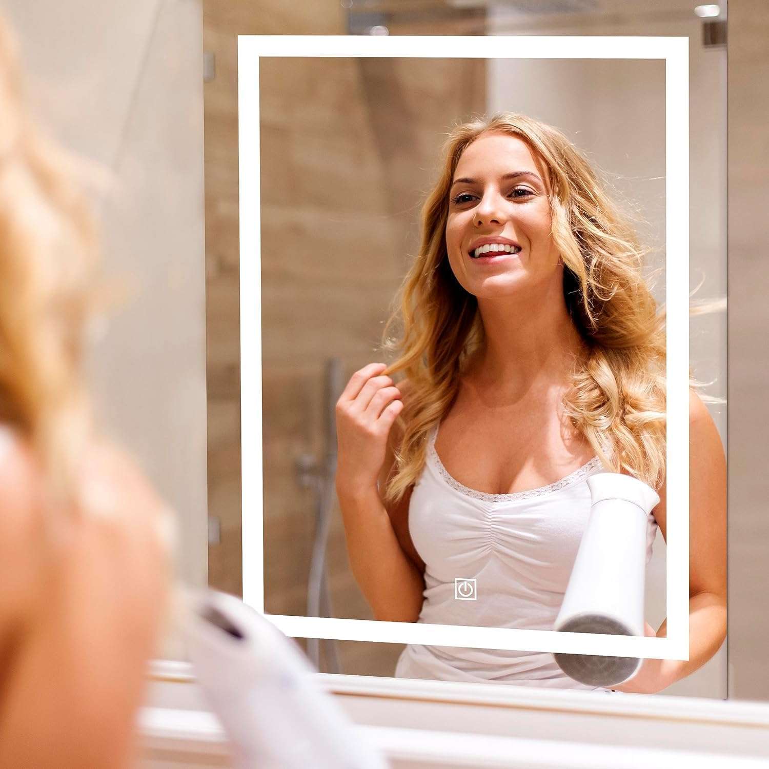 KALYAN TRADERS Rectangular Bathroom and Bedroom Wall Mirror with led Light, Sleekest controllable Vanity Mirror, Anti-Fog Makeup Mirror, 3-Color Customizable led Mirror and Shape Retangular (24X30). 5