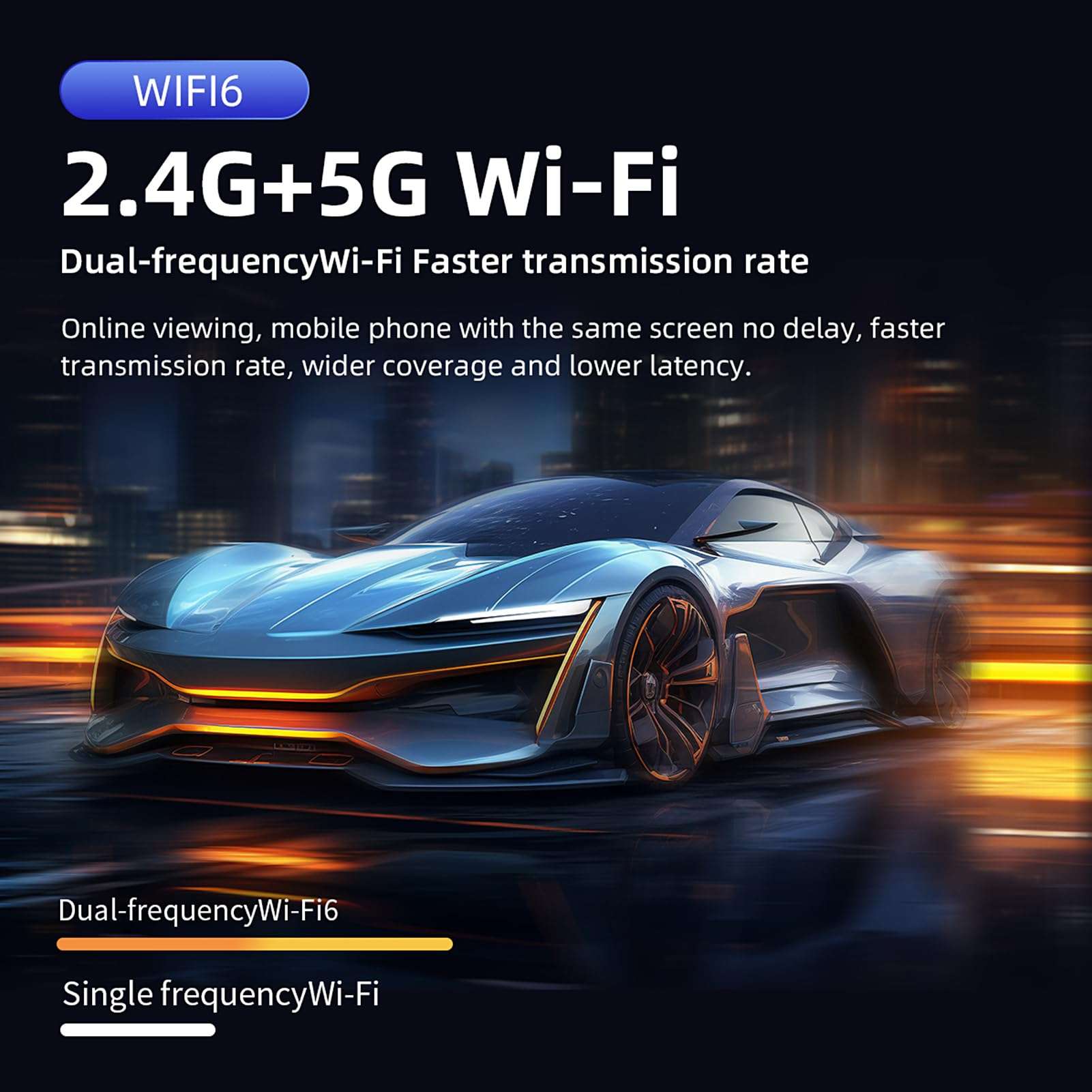 TwirlTide Android 9.0 Mini Projector 720P Home Theater with WiFi6 Support 150in Display Same Screen Technique Movie Projector Auto Focus Keystone Function Built-in Speaker with USB/3.5MM Ports Support 3