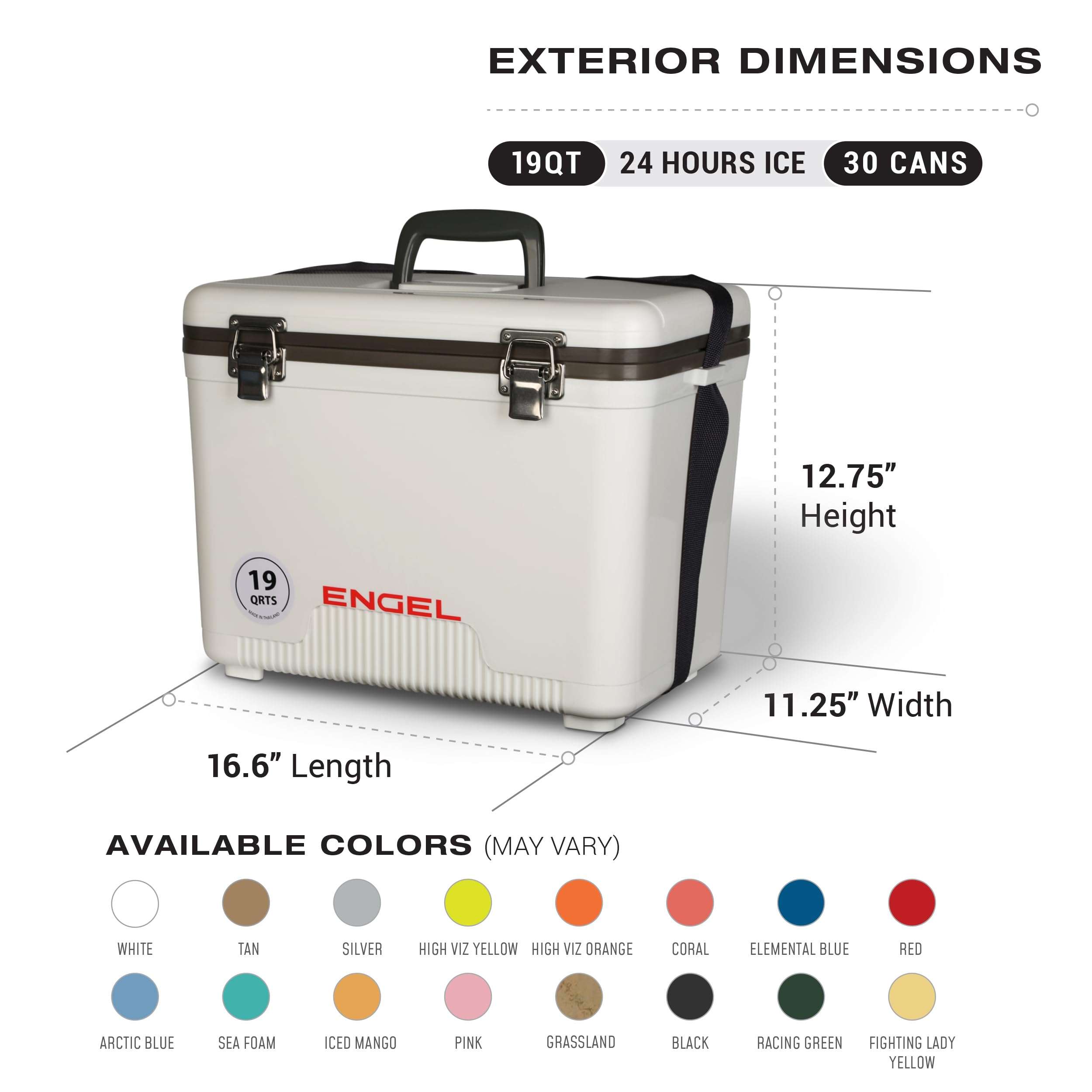 Engel UC19 19qt Leak-Proof, Air Tight, Drybox Cooler with 22 oz. Insulated Tumbler and 32°F Cooler Packs for Boating, Camping, Fishing, Hiking & Food Storage 3