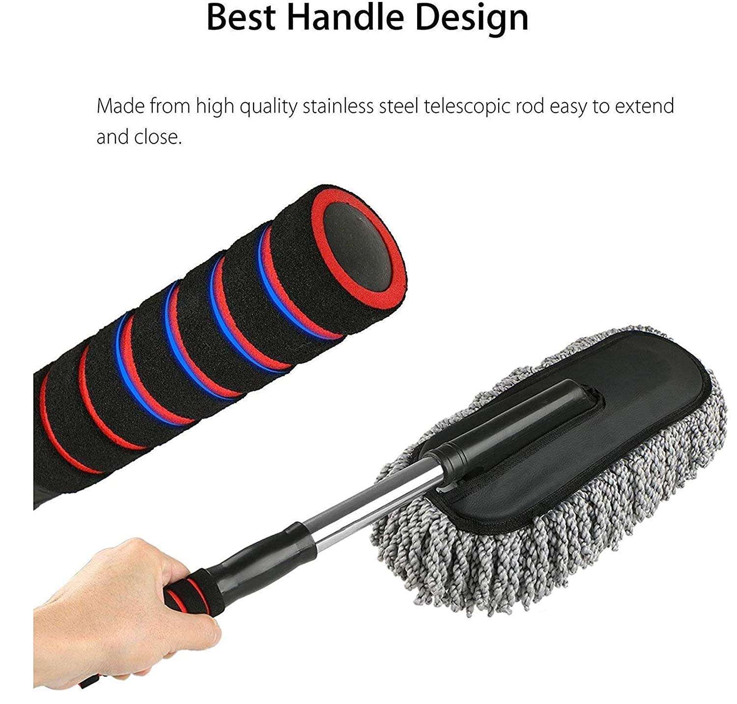 Auto Addict Car Microfibre Duster with extendable Handle car Cleaning Dry/Wet Brush Mop for Honda Amaze New 2018 4