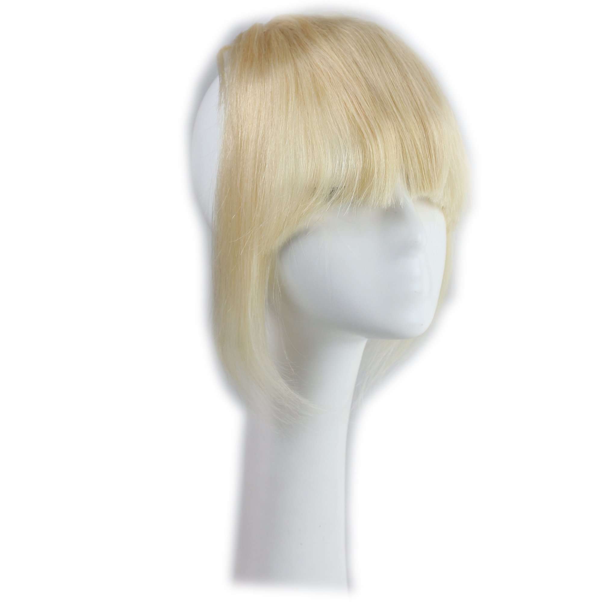 #613 Bleach Blonde: Sinoart Human Hair Front Clip-In Hair Bangs Full Fringe Short Straight Brazilian Virgin Human Hair Hairpieces Extensions For Women 6-8Inch (#613 Bleach Blonde) 3