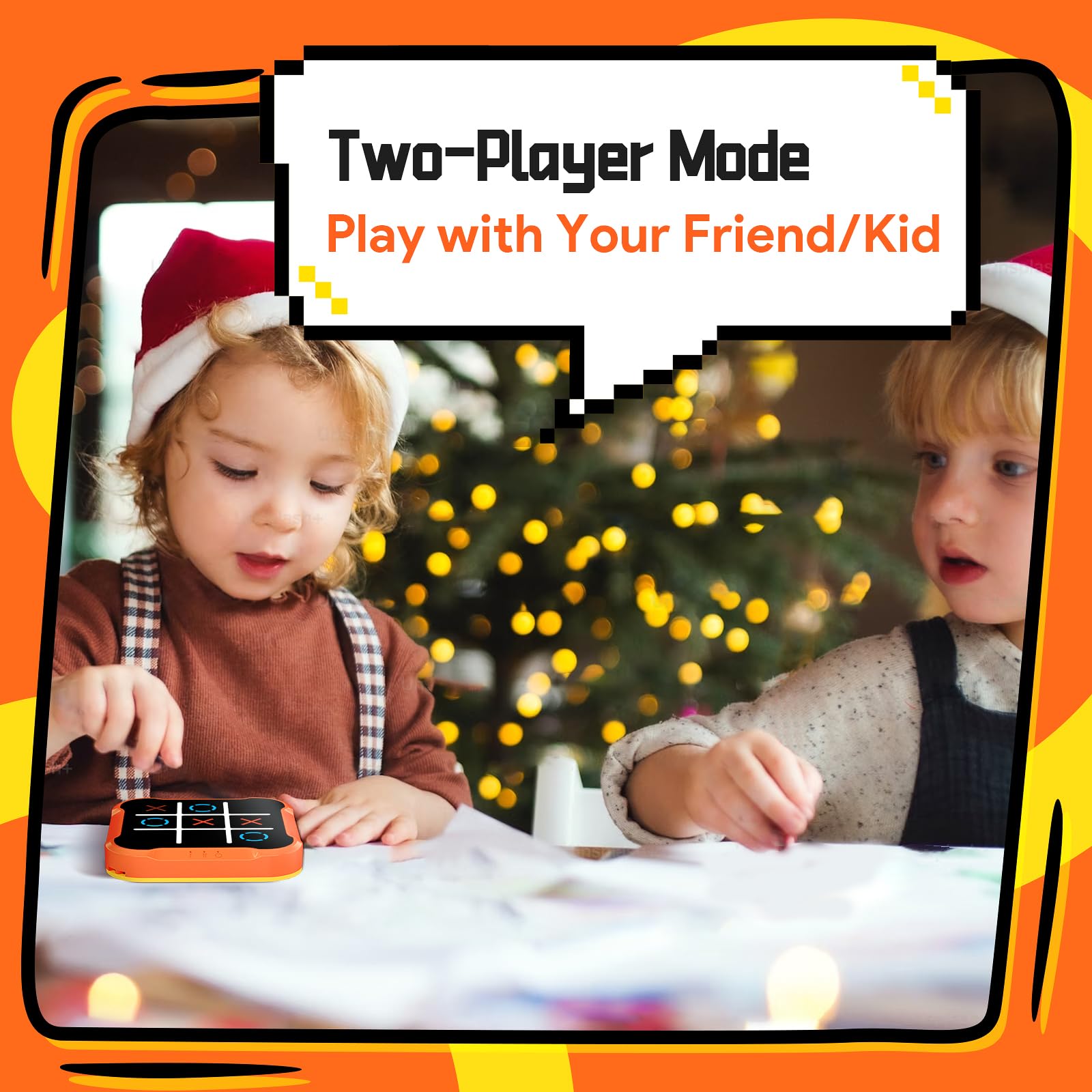 Electronic Tic Tac Toe Game, 3-in-1 Handheld Puzzle Game Console, Portable Educational Board Games on Trip, New Year Birthday for Kids and Adults 4