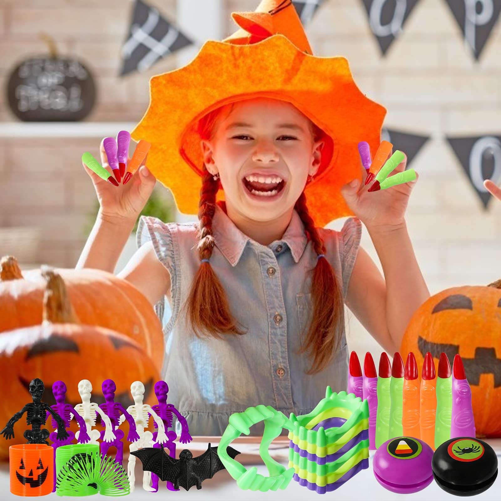 Max Fun 132pcs Halloween Party Toys Assortment for Kids Halloween Party Favors Prizes Box Toy Assortment Classroom Trick Treating Halloween Treasure Box Toys(Random) 6
