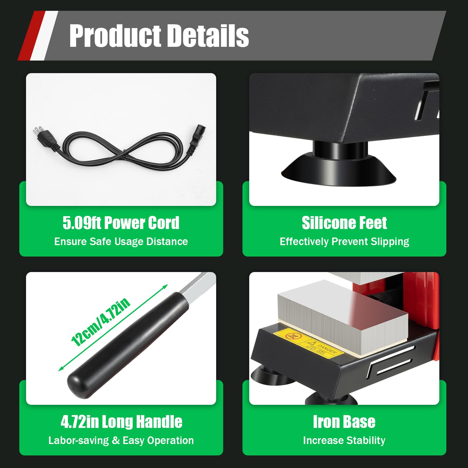 Manual Heat Press Machine, 900W Mini Hot Press Stamping Machine 0-400℉ Heavy Duty Hot Press Stamping Machine with 2.4 x 4.7 Inch Dual Heat Plates for Printing Heat Transfer Equipment 4