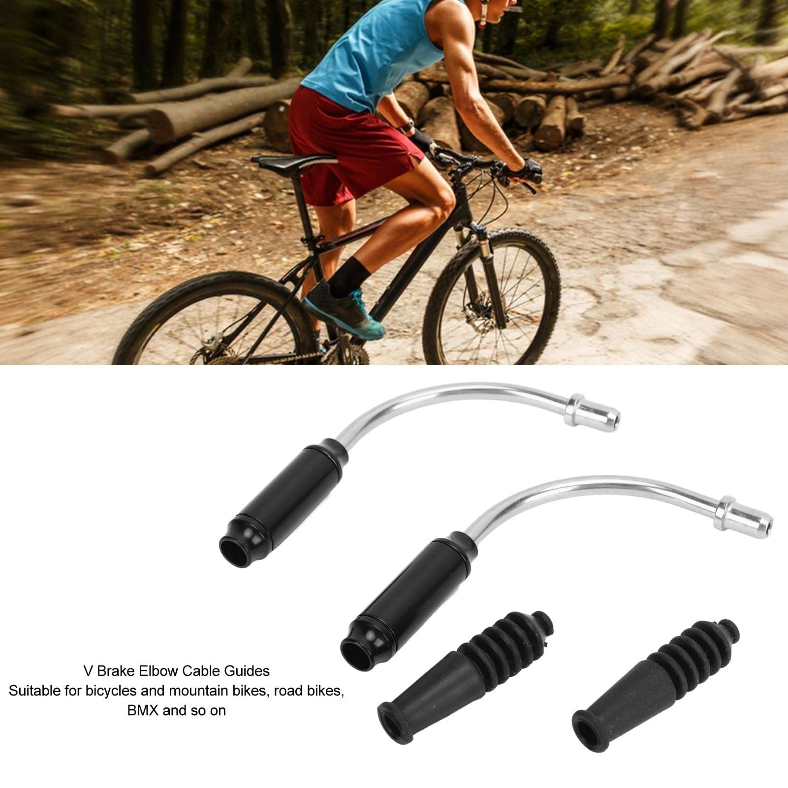Bicycle Cycling Brake Pipe,Bike V Brake Noodle Cable Guide Pipe, Bicycle Brake Pipe with Rubber Boots,Bendable Brake Tube for Mountain Bikes Road Bikes BMX 4