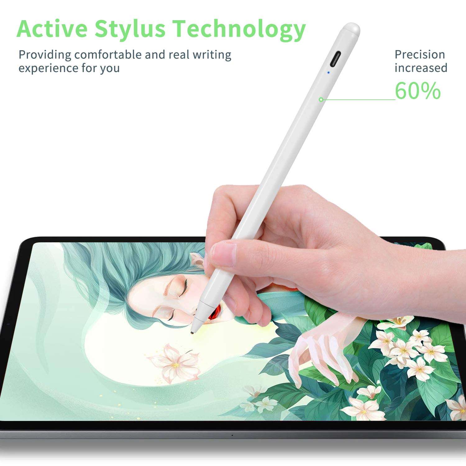 Electronic Stylus for iPad Pro 10.5" Pencil,Active Capacitive Pencil Compatible with Apple iPad Pro 10.5-inch Stylus Pens,Good on Drawing and Writing Type-C Rechargeable Pen, White 6