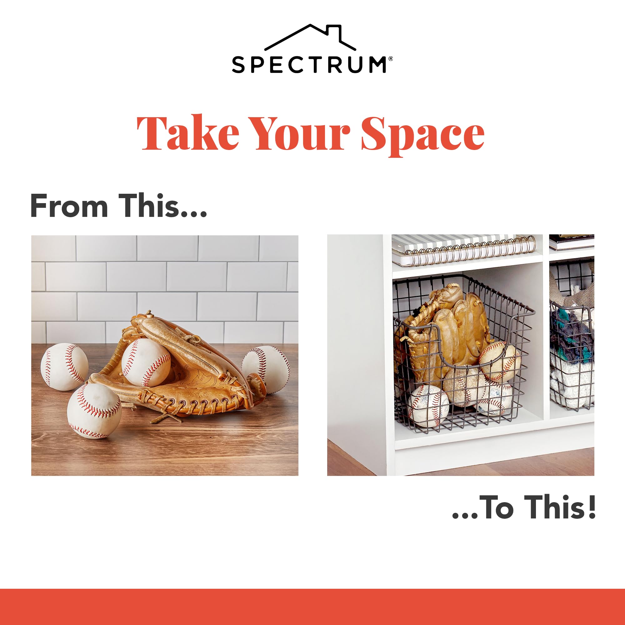 Spectrum Diversified 98977 Scoop Wire Basket, Vintage-Inspired Steel Storage Solution for Kitchen, Pantry, Closet, Bathroom, Craft Room & Garage, Single, Satin Nickel (Pack of 4) 4