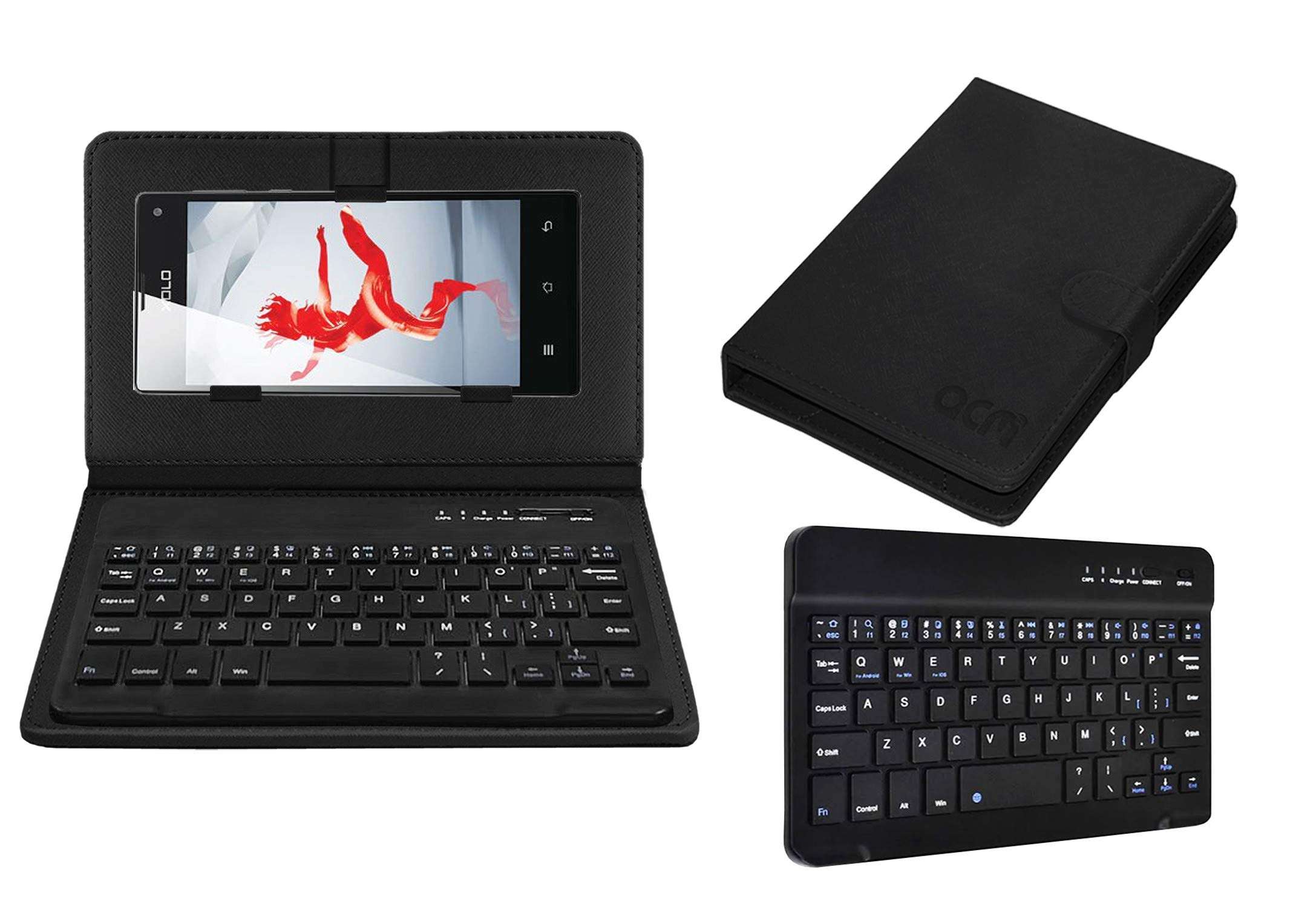 Acm Bluetooth Keyboard Case Compatible with Xolo Prime Mobile Flip Cover Stand Study Gaming Black 1