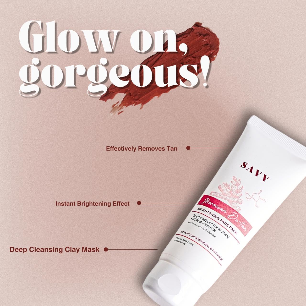 SAYY Moroccan DeTan Brightening Face Pack for Advance Skin Renewal Radiance Clay Mask (1) 5