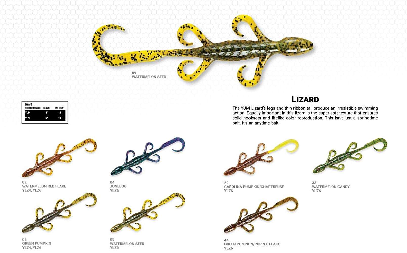 Yum Lures YLZ633 Lizard Fishing Bait, Watermelon Candy, 6" 3
