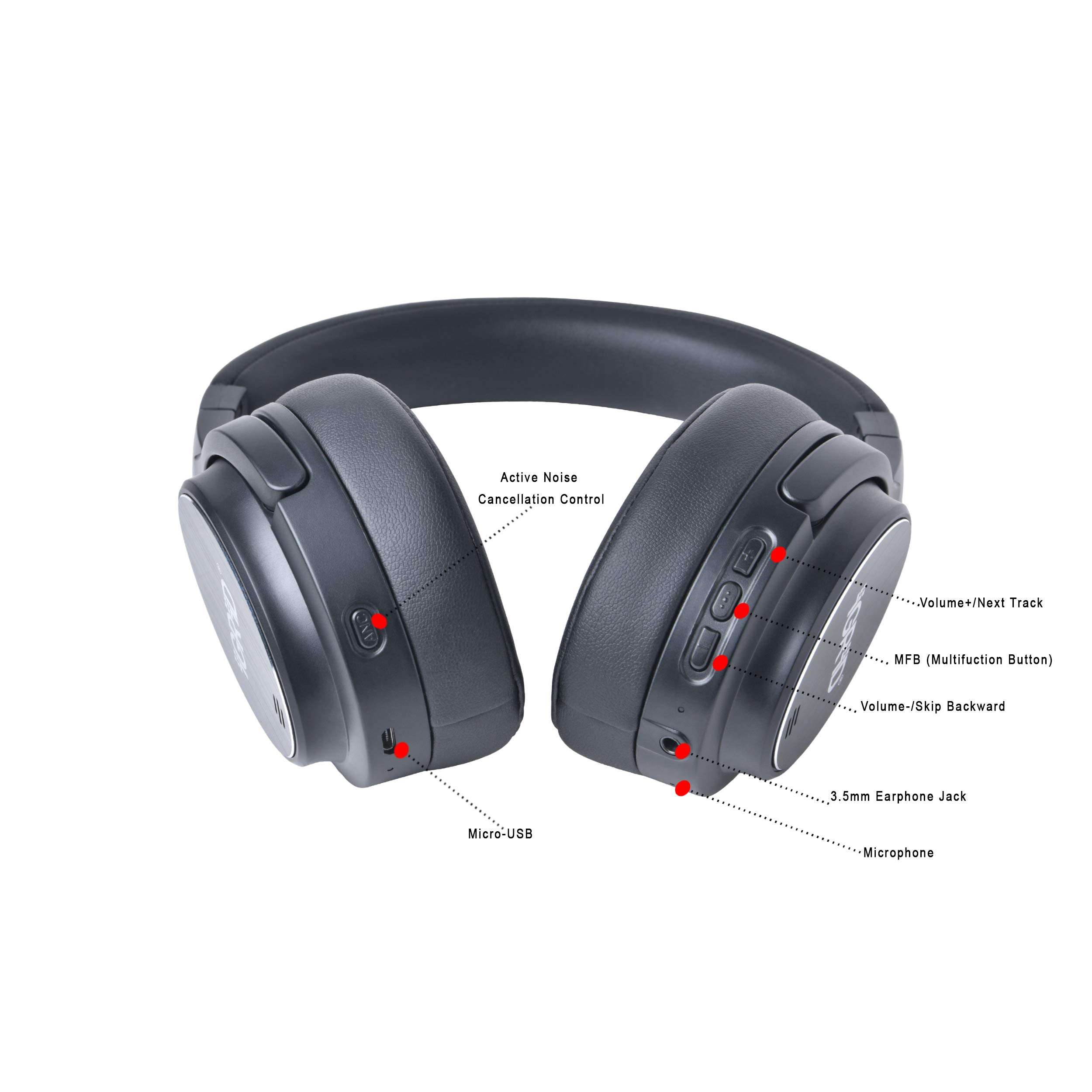 iGRiD Wireless Hush Active Noise Cancelling Over-Ear Bluetooth Headphones, 40 Hrs Play time, Deep Bass, Comfortable Ear Cushions 6