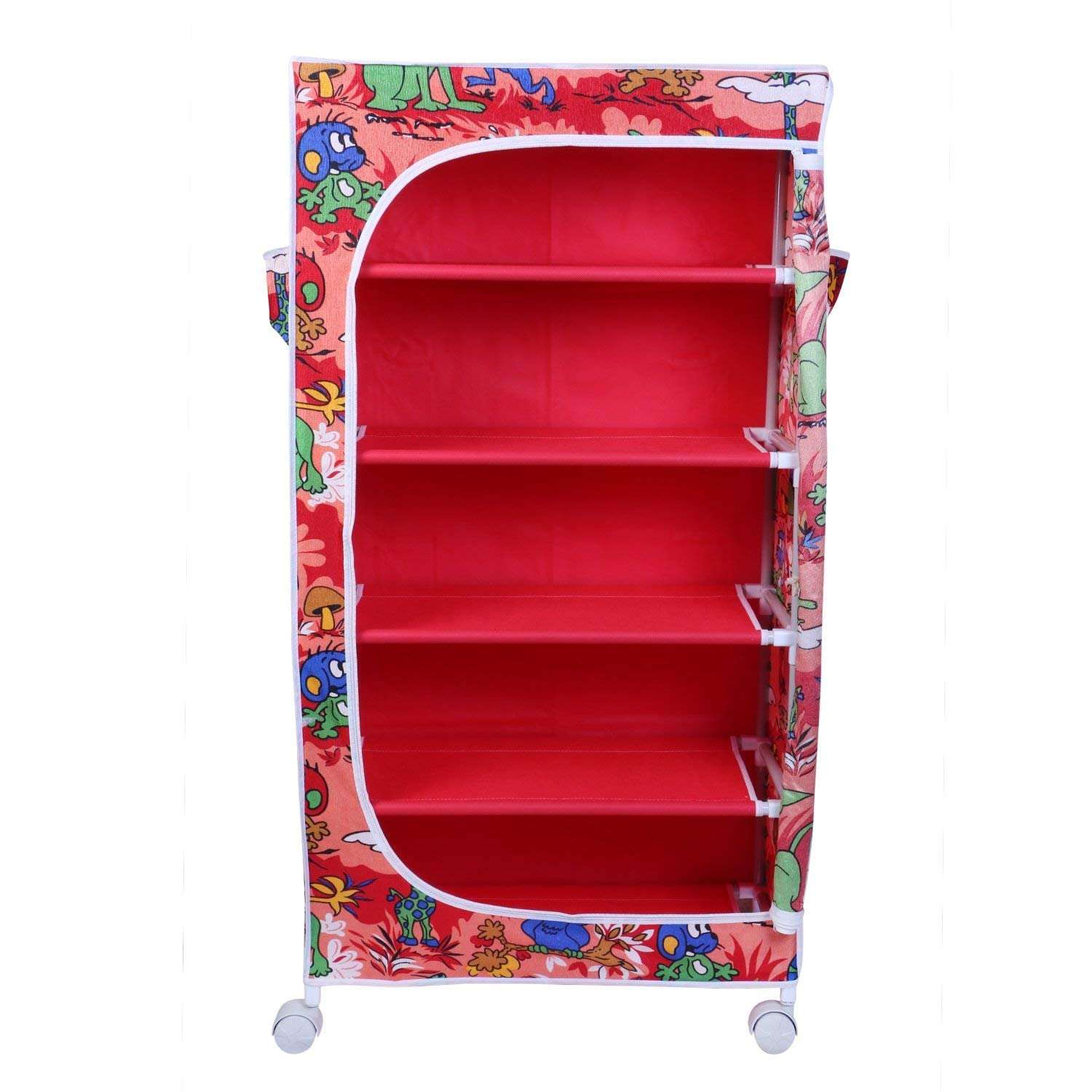 Baby Foldable Wardrobe, Multipurpose Printed Plastic Foldable Toy Wardrobe Storage Baby Almirah for Kids (4 Layer) 4
