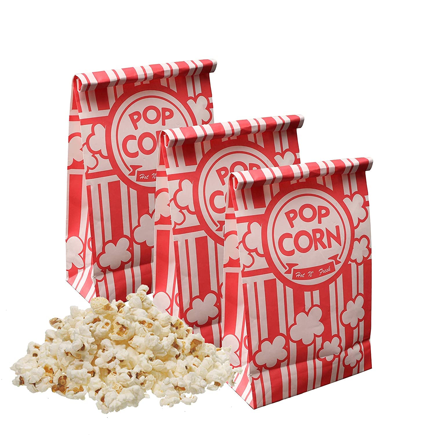 Keriqi Popcorn Bags, 2 oz Flat Bottom Paper Popcorn Bags for Family Movie Night Baseball Themed Carnival Christmas Birthday Party 200 Pcs 1