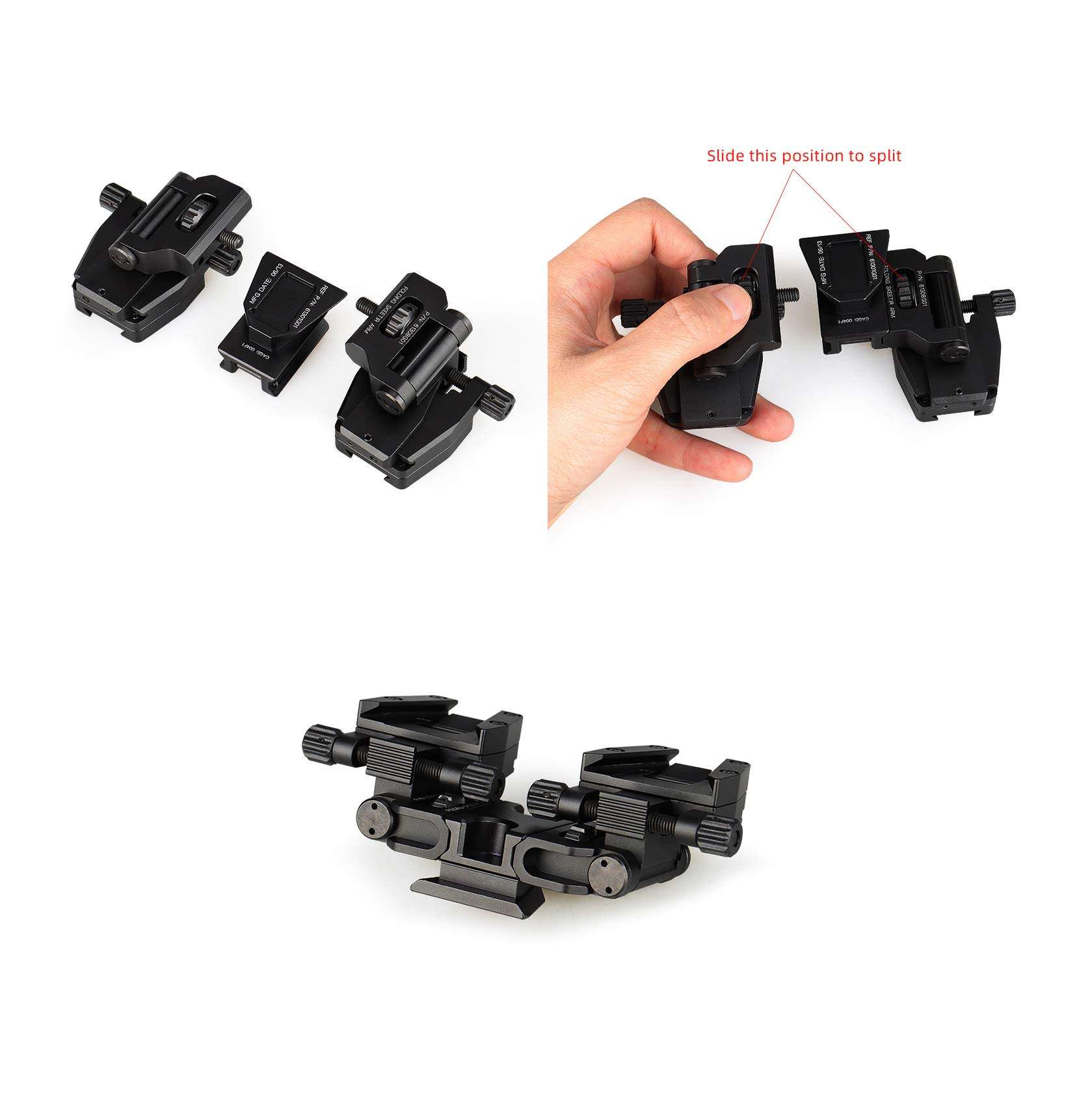 Tactical Aluminum Alloy Binocular Bridge Folding Arm Mount Bracket for PVS14 Dual Night Vision Mount 5