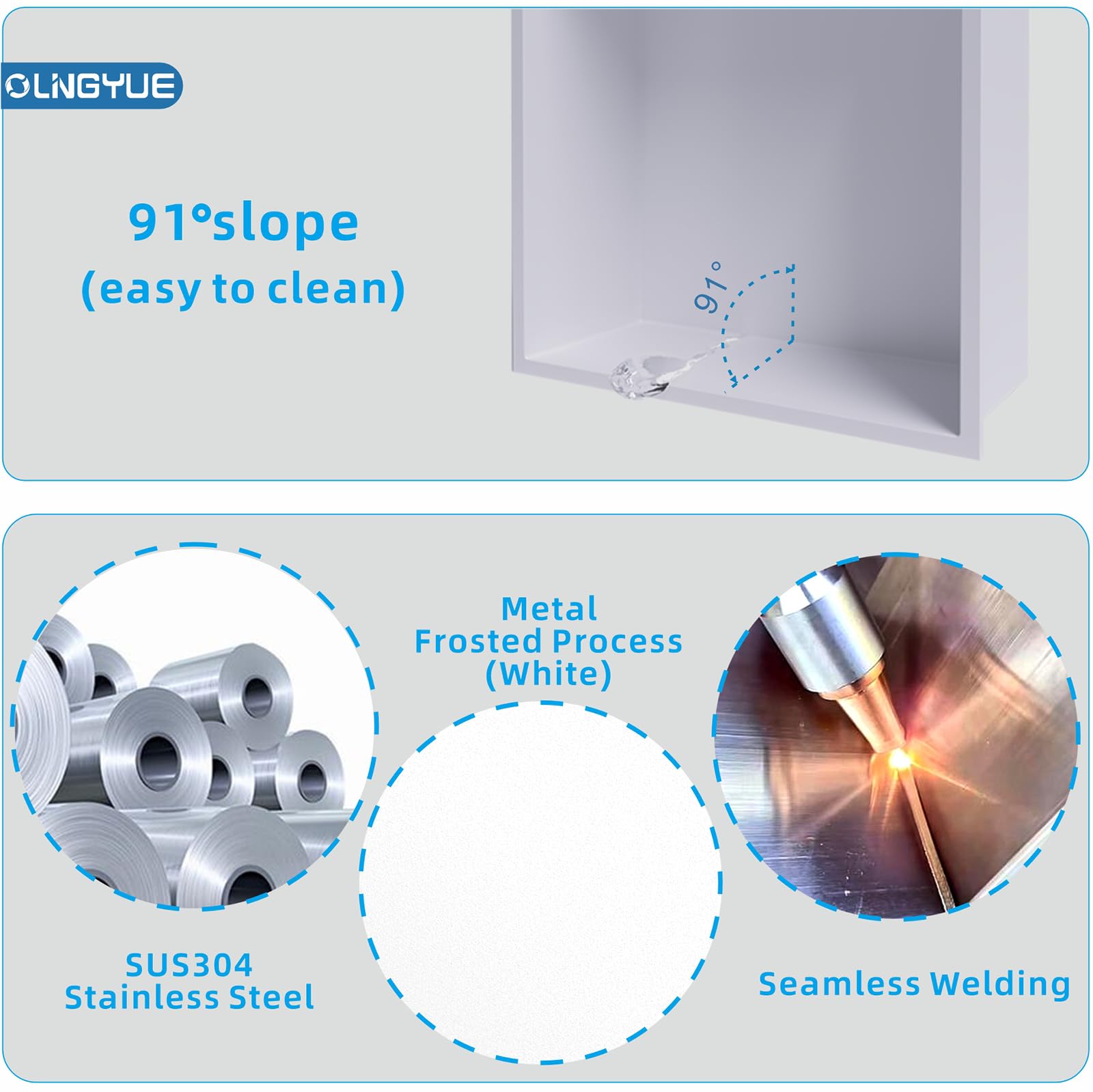 OLNGYUE Bathroom Shower Niche Stainless Steel: No Tile Needed Double Layer - 12"x24" Recessed Wall Niches Shelves for House Decoration - Matte White 5