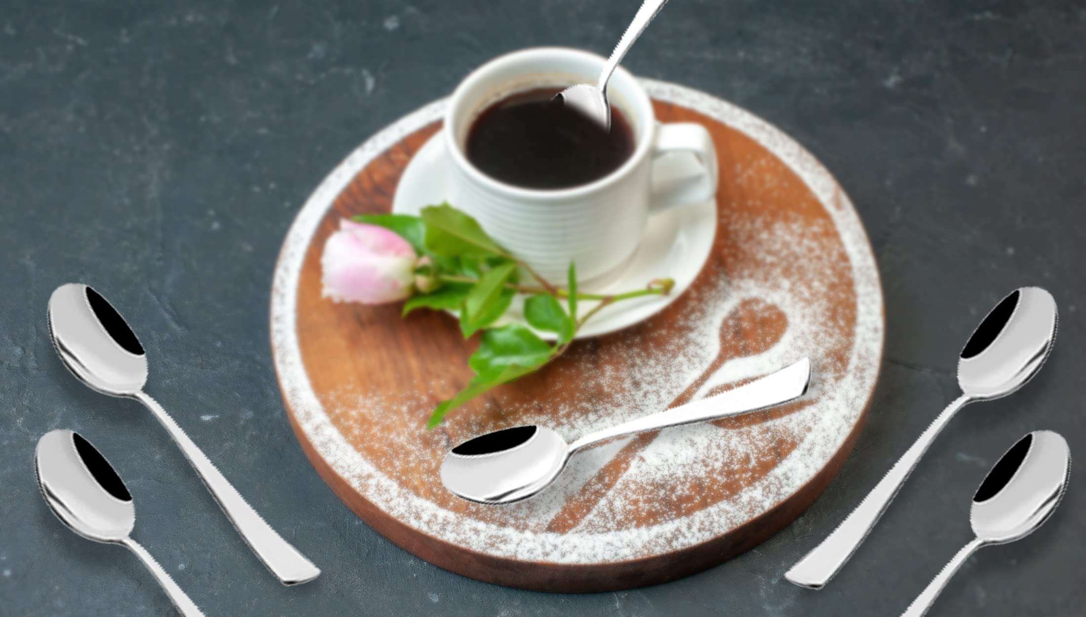 Shapes Artic Stainless Steel Set of 6 Pcs Tea Spoons for Home and Kitchen, Silverware Tea Spoons, Rust Proof High Durable Stylish Dishwasher Safe, Size 12cm X 5cm 5