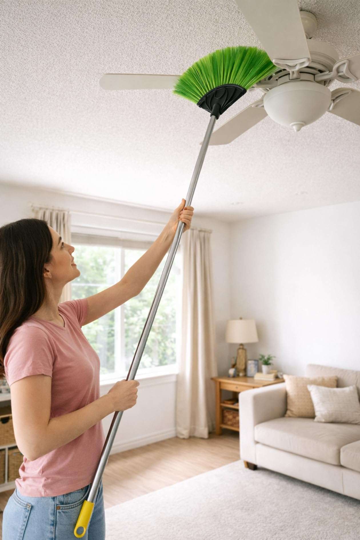 Spider Web Cleaner for Home 140 CM Long Handle | Stainless Steel Adjustable Extendable Rod | Cobweb Cleaner Stick | Jala Saaf Karne Wala Brush Broom for Ceiling Fan Roof Corner & Wall Cleaning 1pic 6