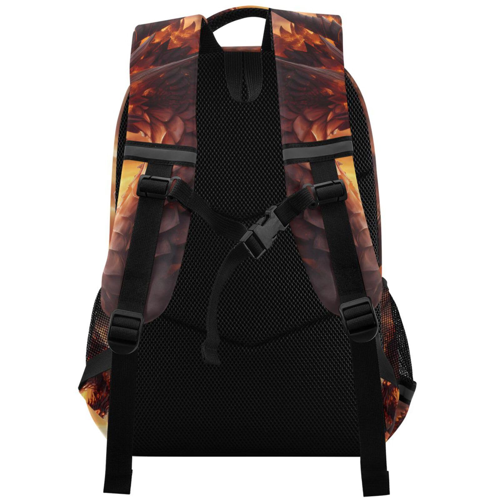 Dragon Backpack for Students Boys Girls Fierce Red Dragon School Bag Travel Daypack Rucksack 3