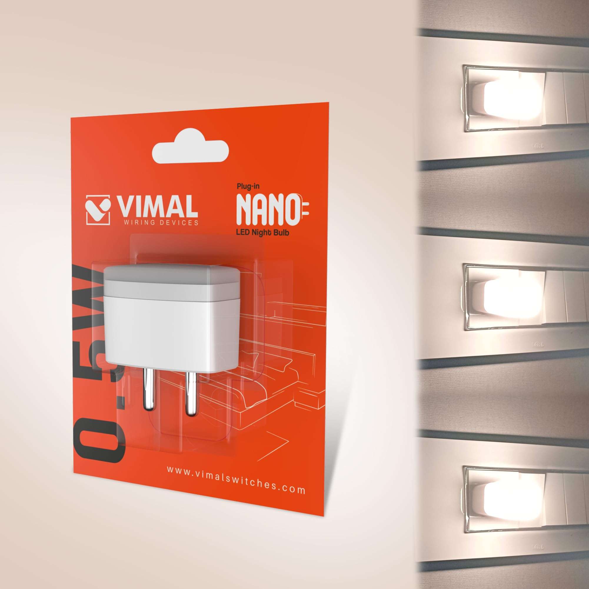 Vimal Nano 0.5Watt LED Plug in Night Lamp with Warm White Night Light (3 Pack) 1
