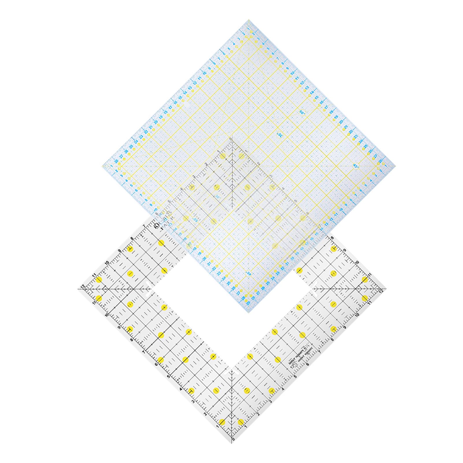 Holigie 2Pcs Quilting Ruler, Square Acrylic DIY Cloth Patch Work for Measuring Sewing Embroidery Supplies Sewing Tools Measuring Handmade Tool 6