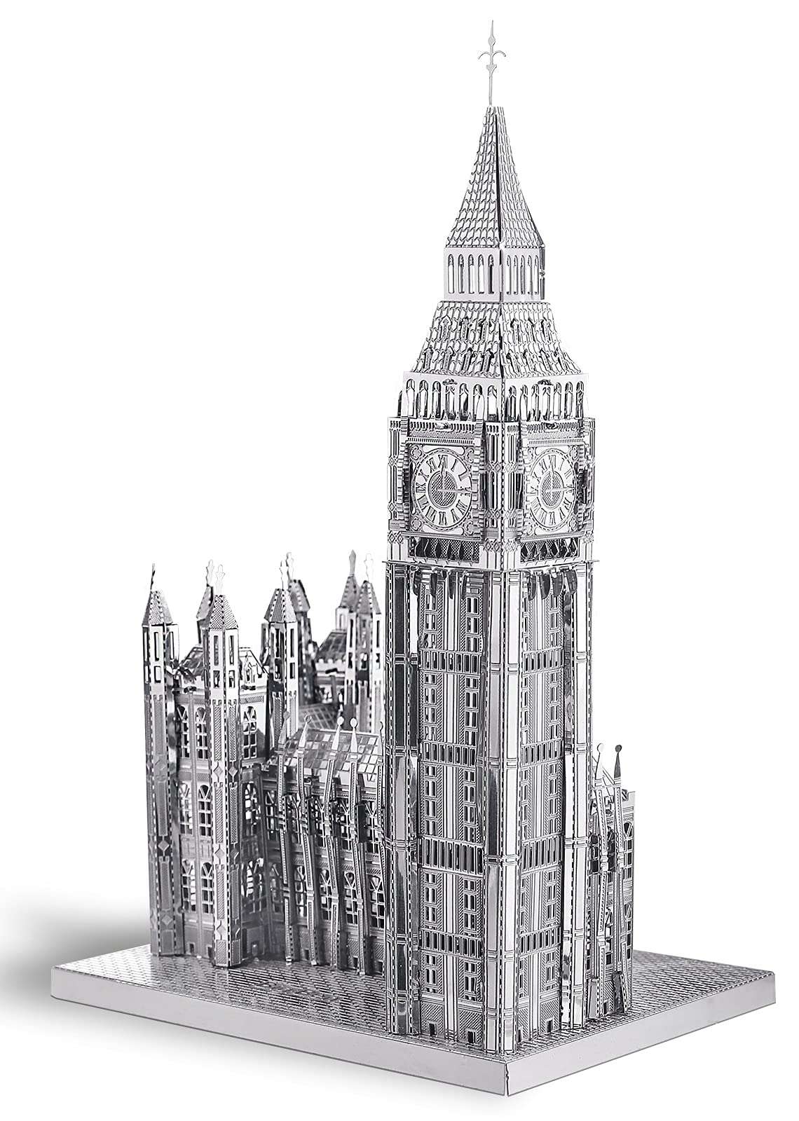 Piececool 3D Puzzles for Adults Metal Big Ben Model Kit, The Clock Tower London Architecture Building Kit, STEM Toys for Teens Boys, Great Halloween, 49Pcs Silver 1