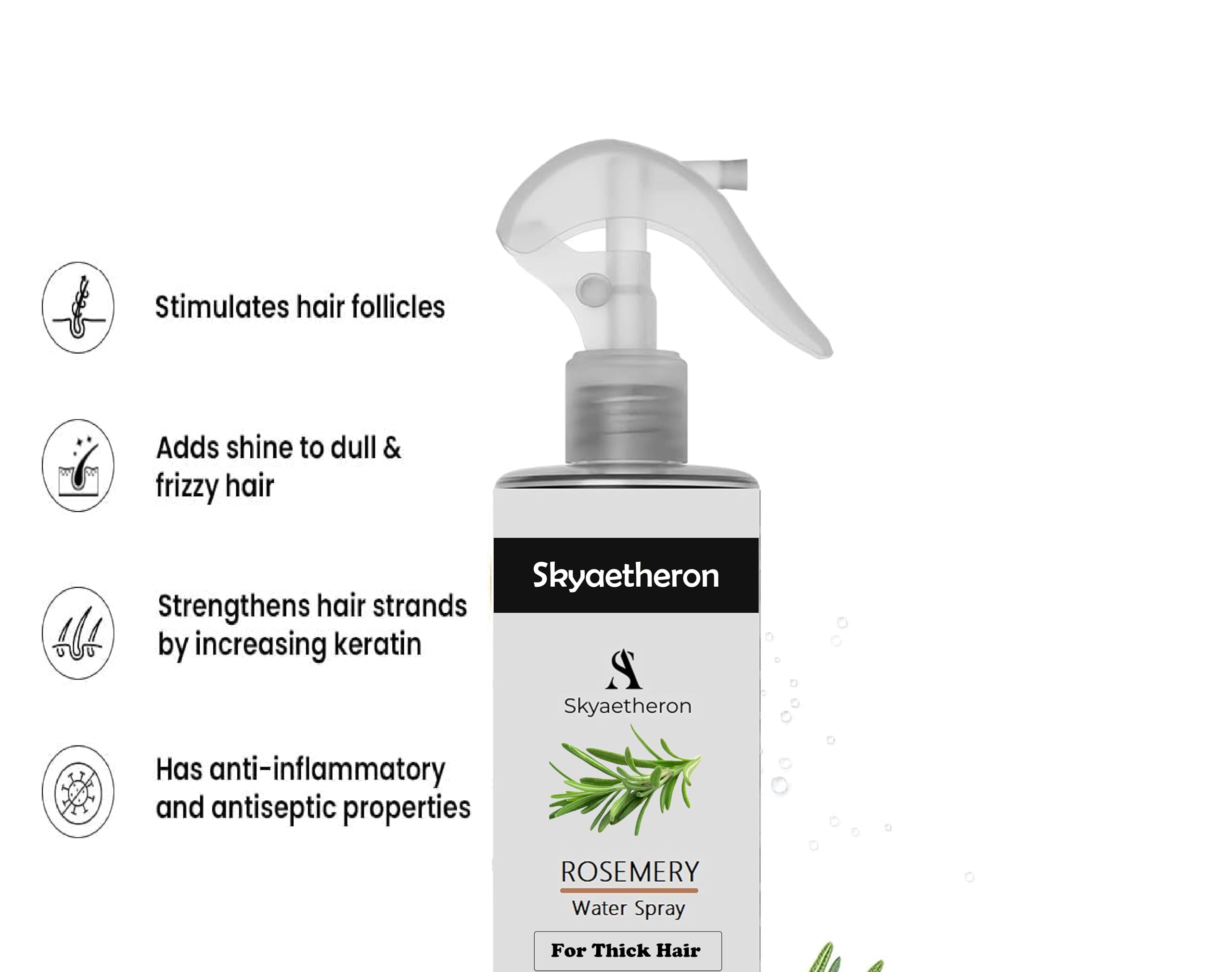Skyaetheron Rosemary Water Hair Spray – 100ml | Anti-Frizz & Shine Enhancer | Natural Hair Mist for Smooth, Shiny Hair | Suitable for All Hair Types 5