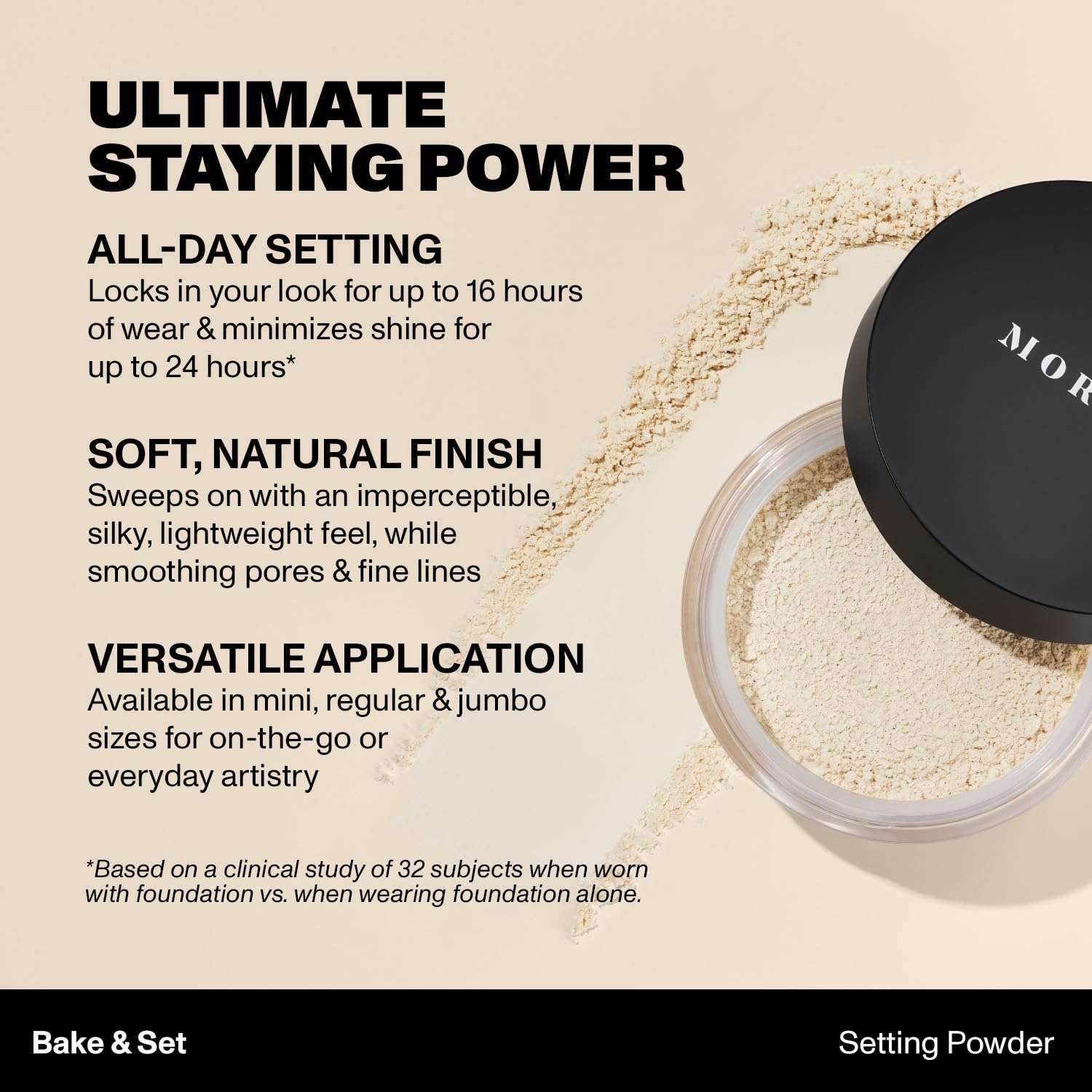 Morphe Jumbo & Mini Bake & Set Translucent Setting Powder Duo - Lightweight, Talc-Free Finishing Powder for Face Makeup with a Soft, Natural Finish - Minimizes Shine for Up to 24HR - Translucent (0.62 5