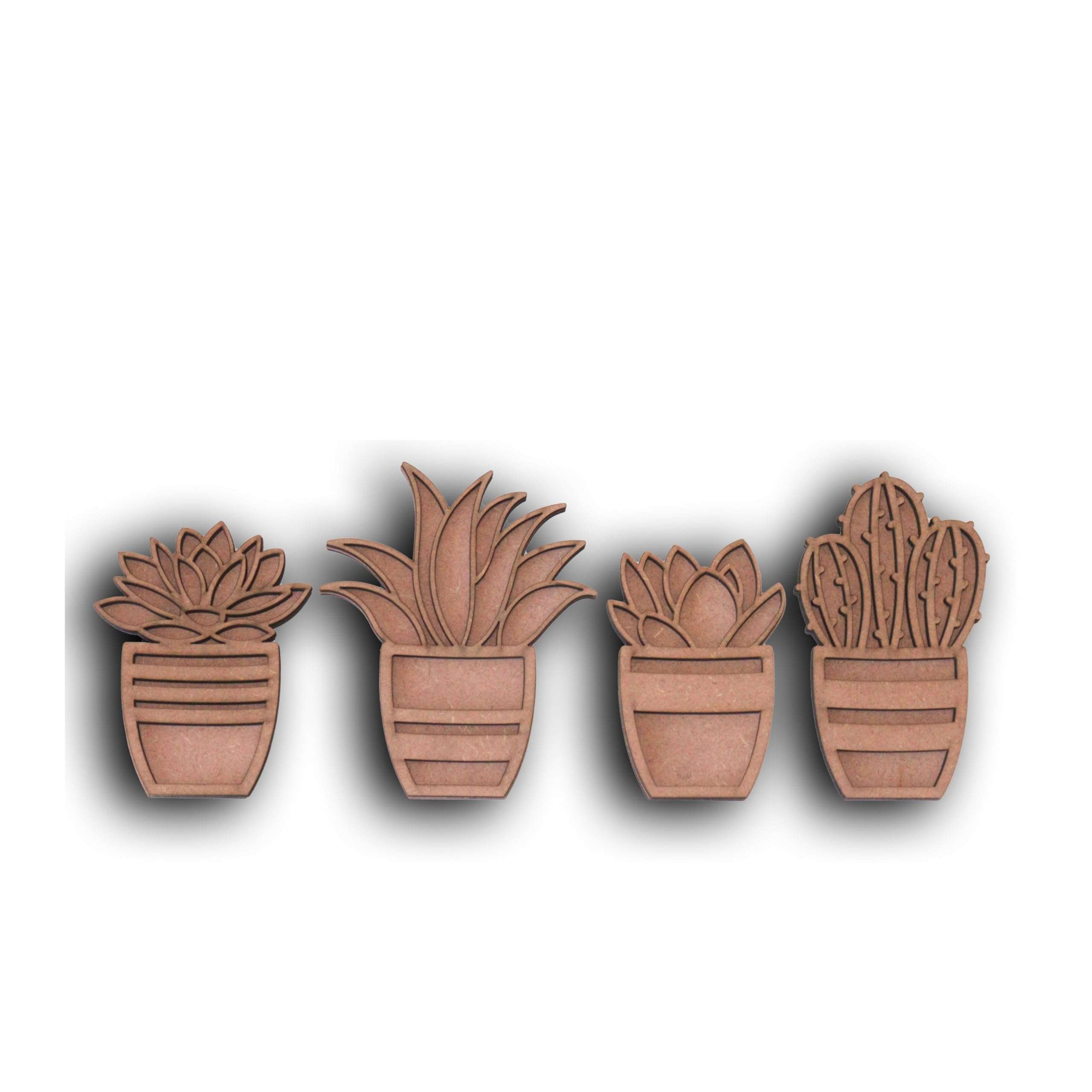 ZROSY Small MDF Double Layer Cactus Pot for Painting, Fridge Magnet and Resin Art. 1