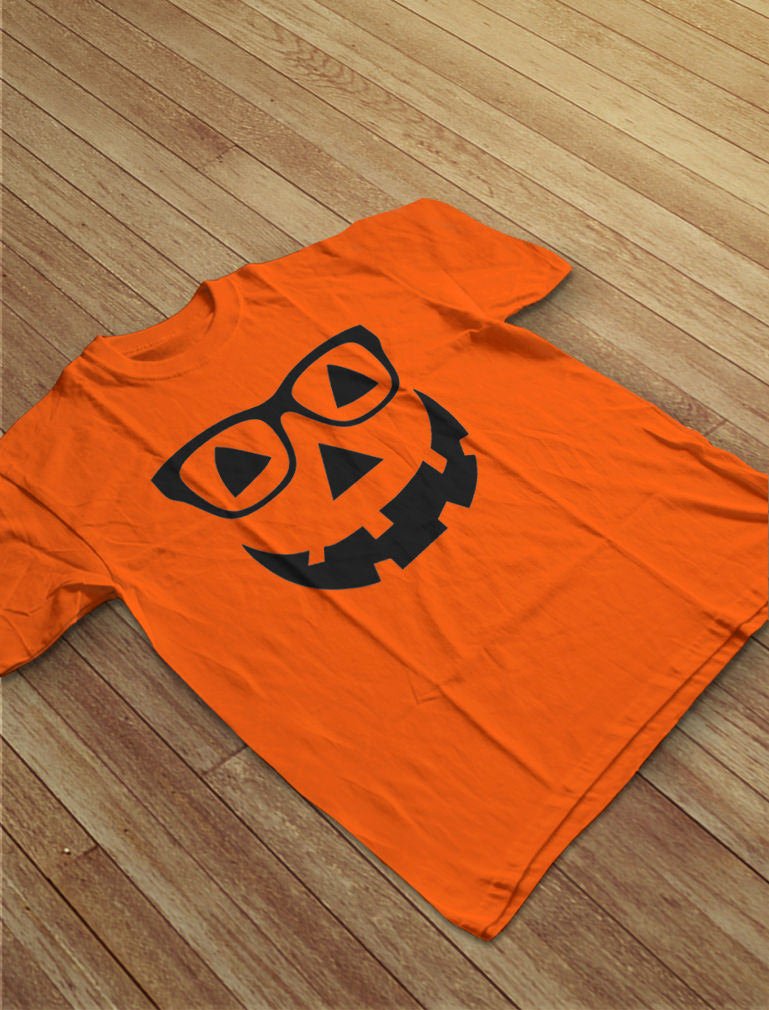 Jack O' Lantern Geeky Pumpkin Face Shirt Halloween Dinosaur Toddler Infant Kids Tshirt 5/6 Orange 5