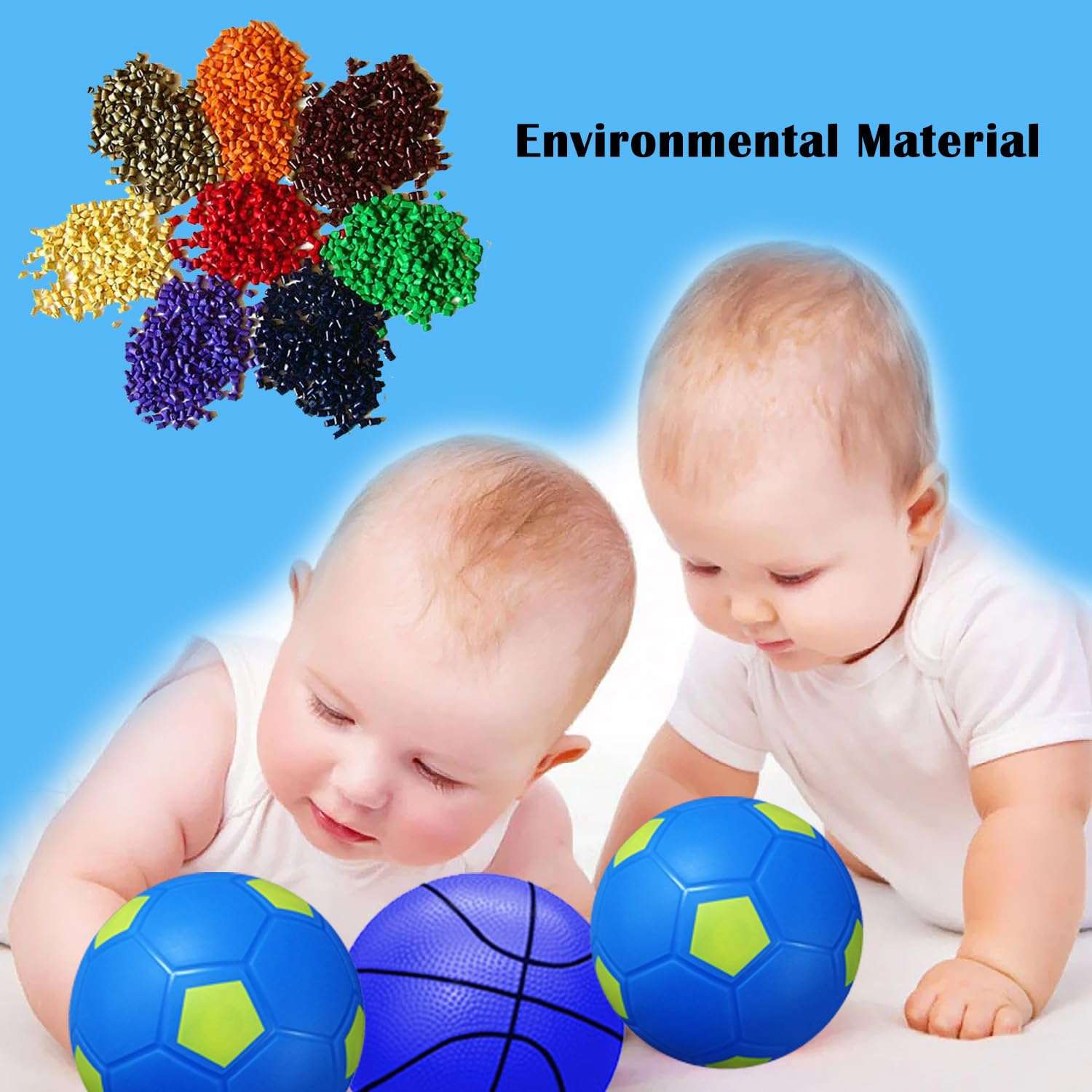 ABAJI Toy Basketball Soccer Rubber Ball 5 inch Kids Toddler Play Indoor Outdoor 6