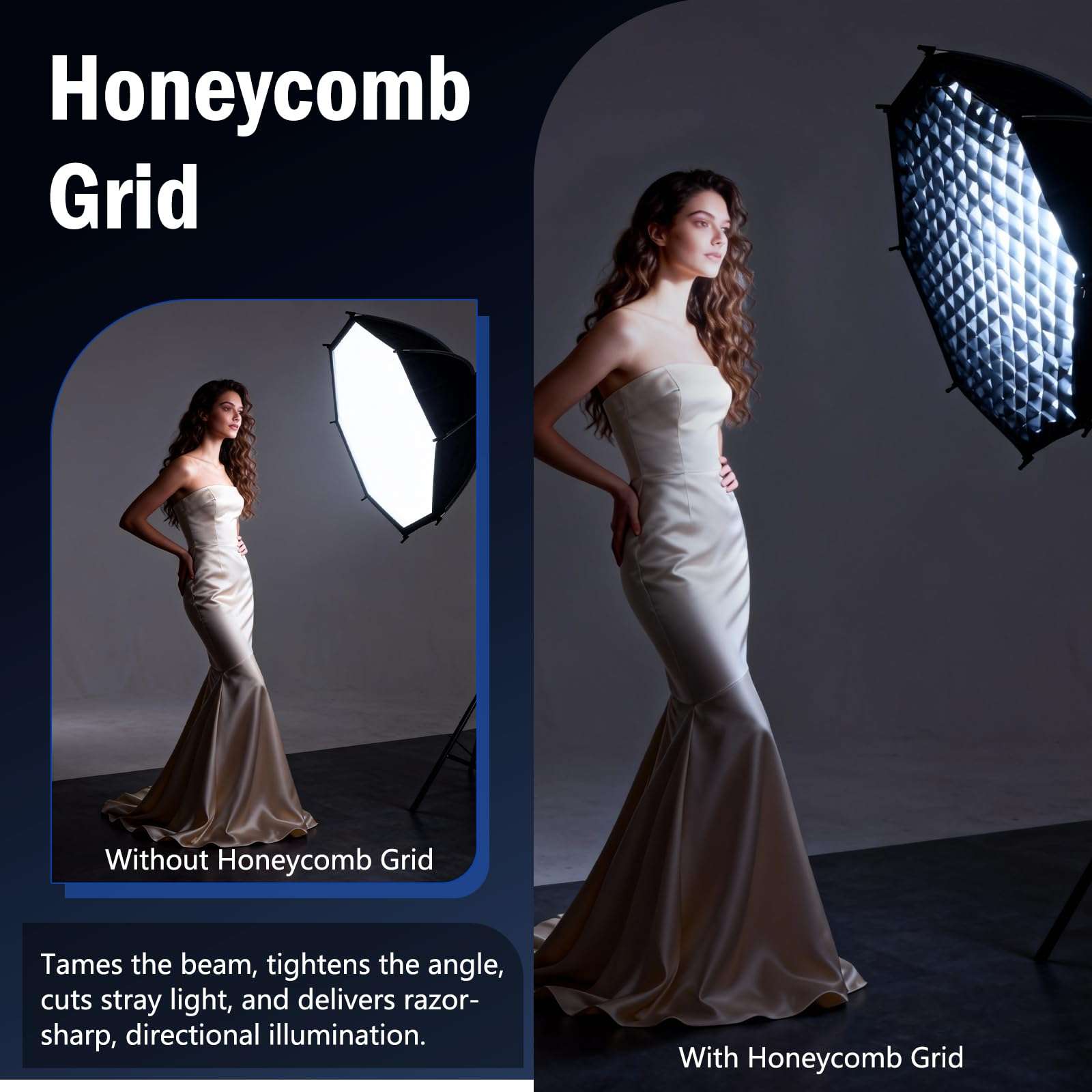 23.6"/60cm Bowens Mount Softbox, Quick Release Octagonal Softbox with Honeycomb Grid, Light Diffusers, Carrying Bag, Professional Soft Box for Studio Photography Lighting Flash 4