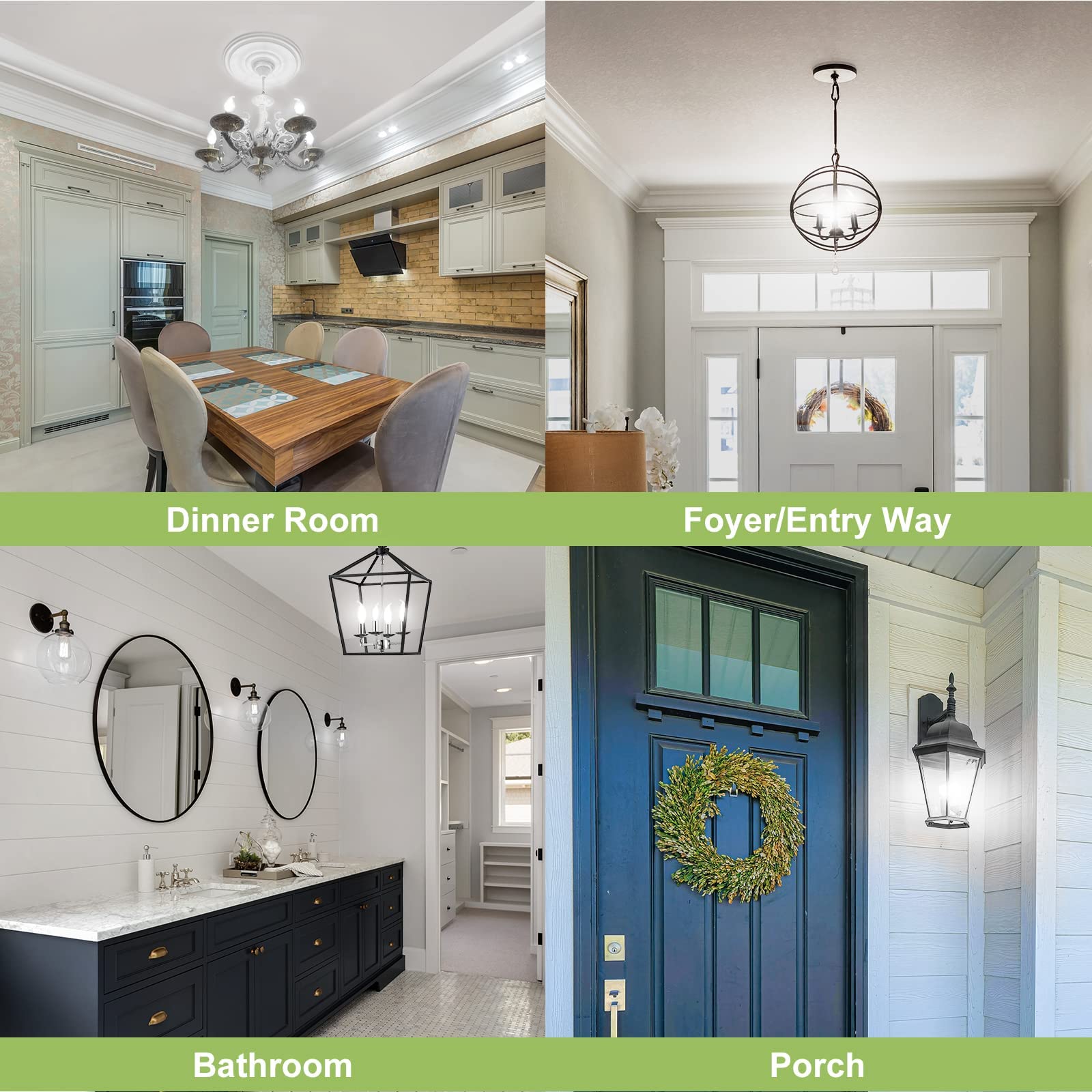 Sigalux E12 LED Bulb Candelabra Base 60 watt LED Chandelier Light Bulbs Dimmable, Flame Tip Candelabra LED Bulbs, 4.5W, 500LM 5000K Daylight, CA10 Candle Light Bulbs, 24 Packs 4