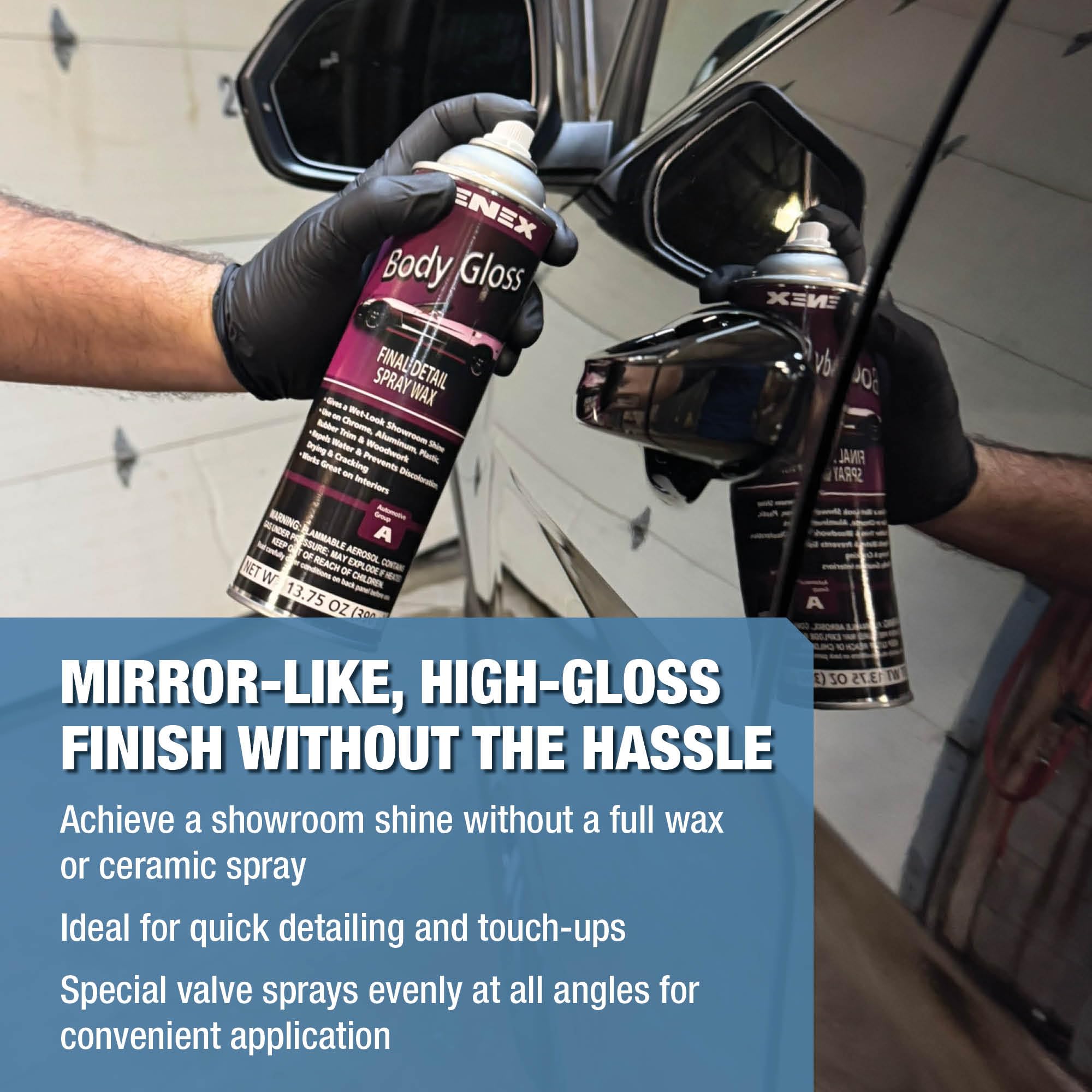Zenex Body Gloss Final Detail Spray Wax - High Gloss Detail Car Cleaner & Wax | Wet-Look Showroom Shine | Safe For Interior & Exterior Surfaces | For Cars, Trucks, RVs, & More | 13.75 oz (12 Pack) 5