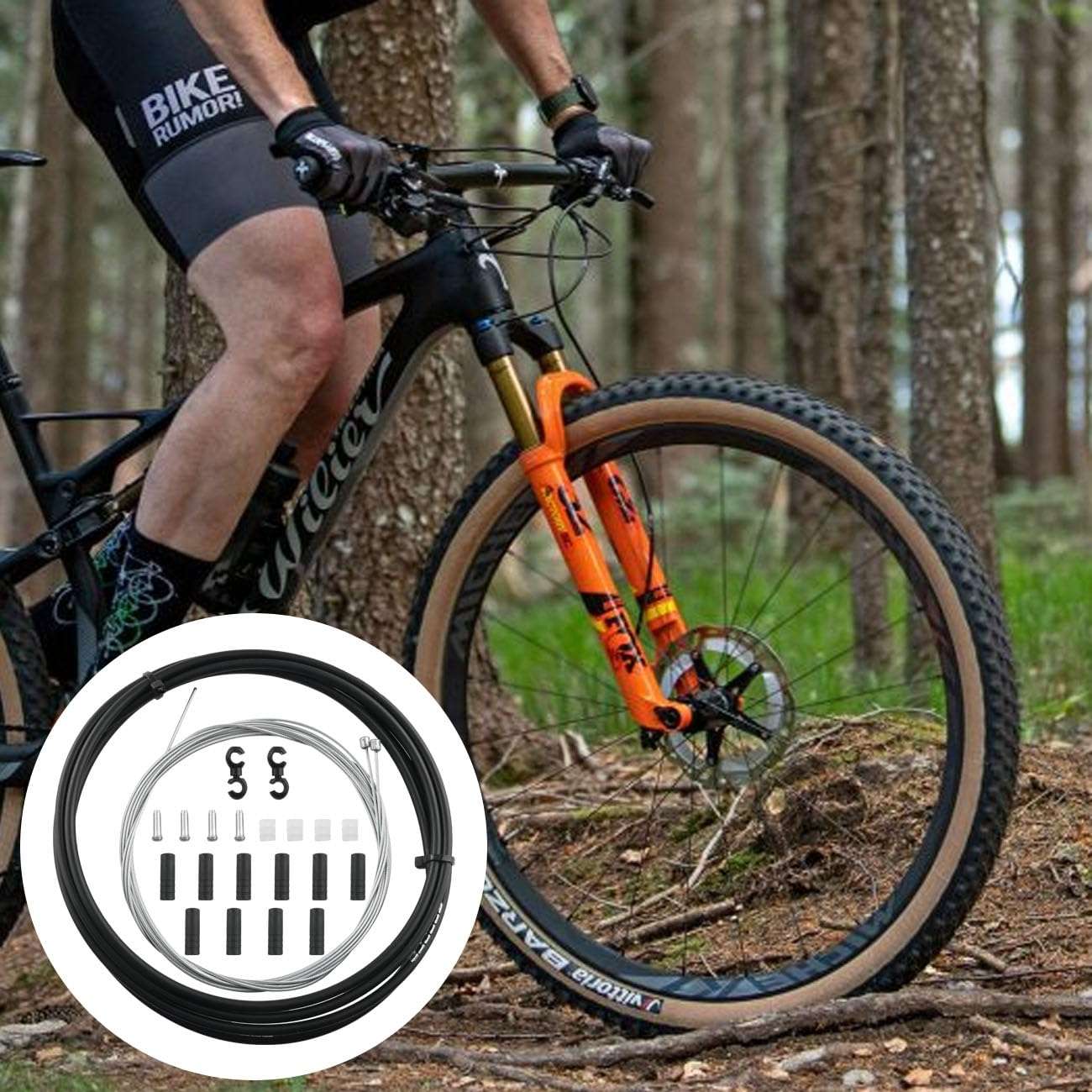 WHYHKJ 1 Set Bicycle Gear Shift Cable Housing Universal Kit Brake Cable Tube Set for Mountain Road Bike Repair (Black) 4