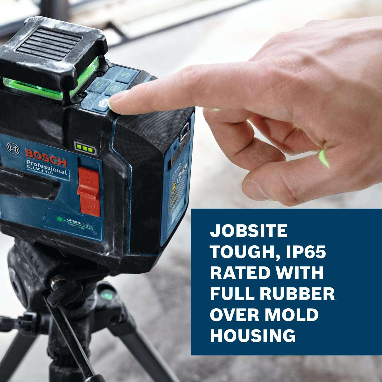 Bosch GLL300-42GL 360º Green-Beam Three-Plane Leveling and Alignment Laser, Self-Leveling, Li-Ion Battery, USB-C Charging, IP65 Rated, 100 Ft. Range 6